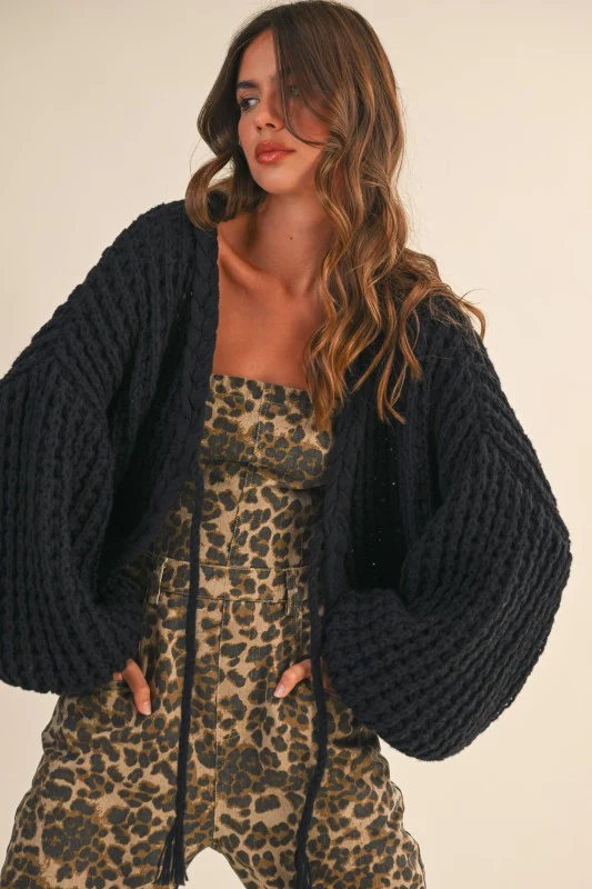 The Balloon Sleeve Tie Cardigan - Image 9