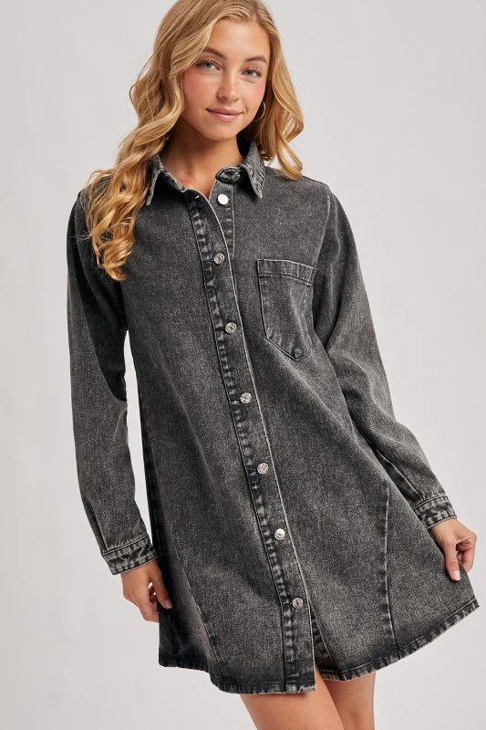 The Blake Denim Shirt Dress (Black) - Image 7