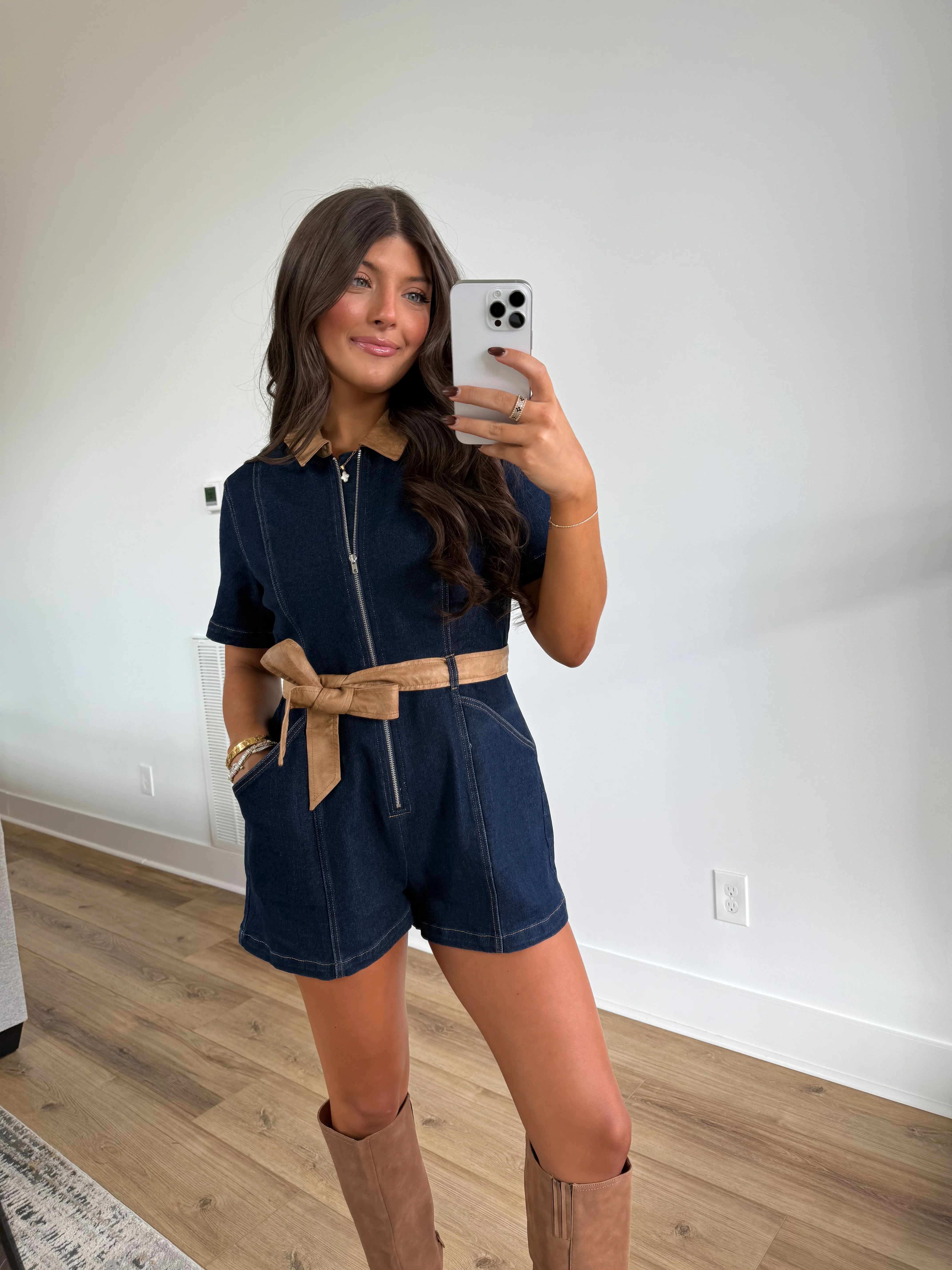 The Brownstone Denim Romper - Image 4