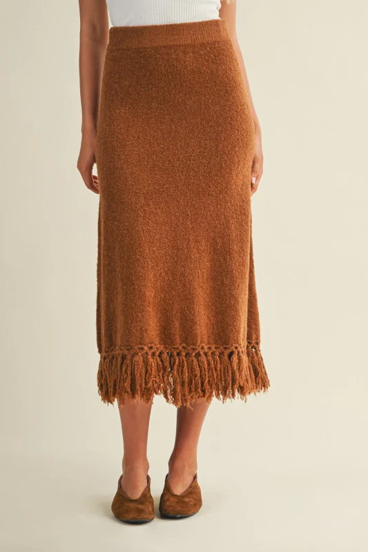 The Caramel Knit Fringe Skirt - Image 7