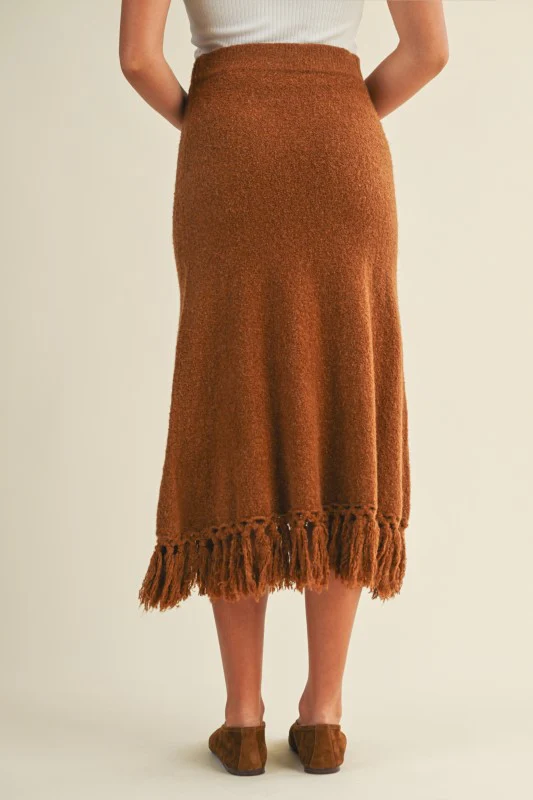 The Caramel Knit Fringe Skirt - Image 8