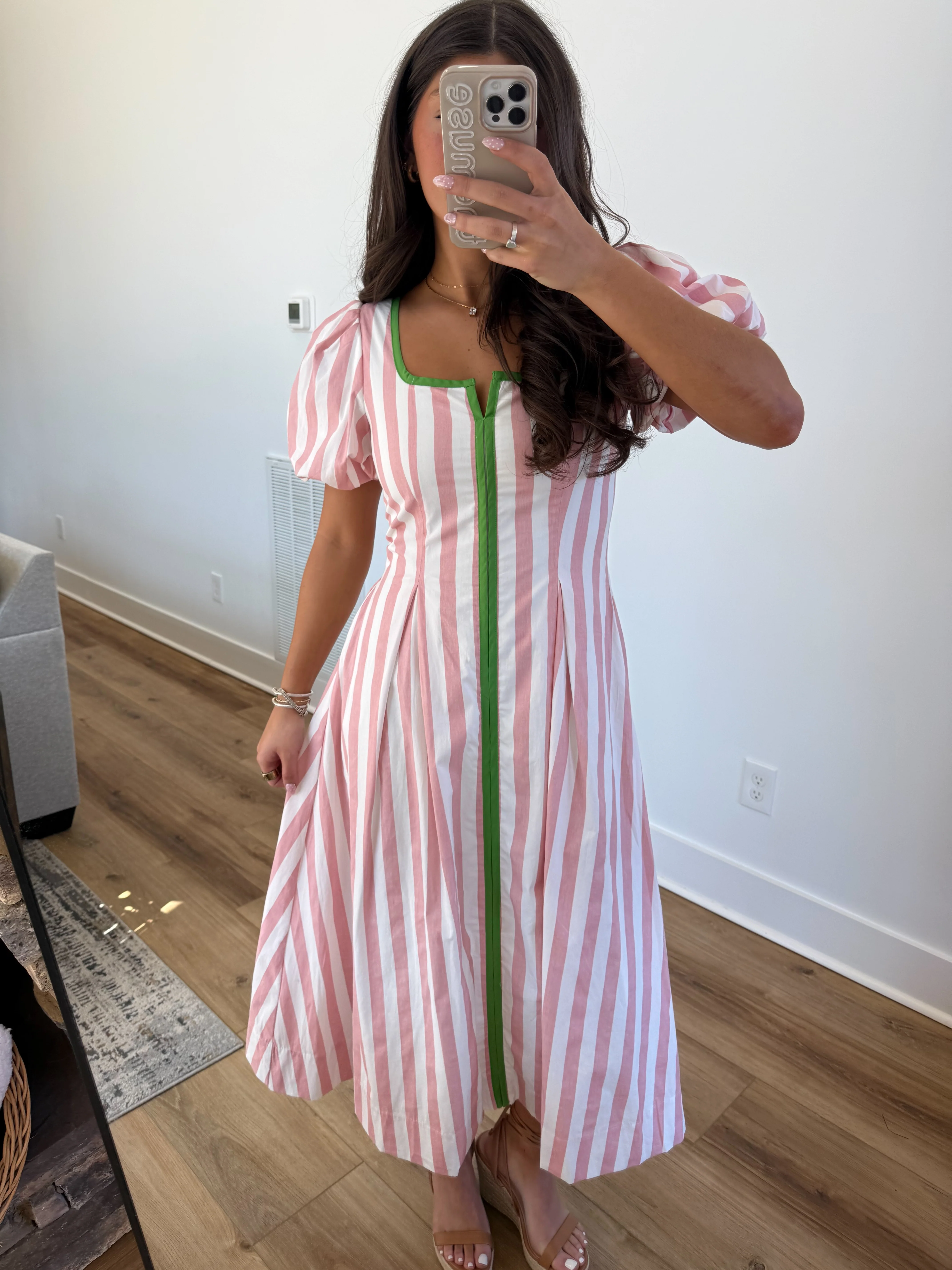 The Carolina Stripe Midi (Pink/Green) - Image 2
