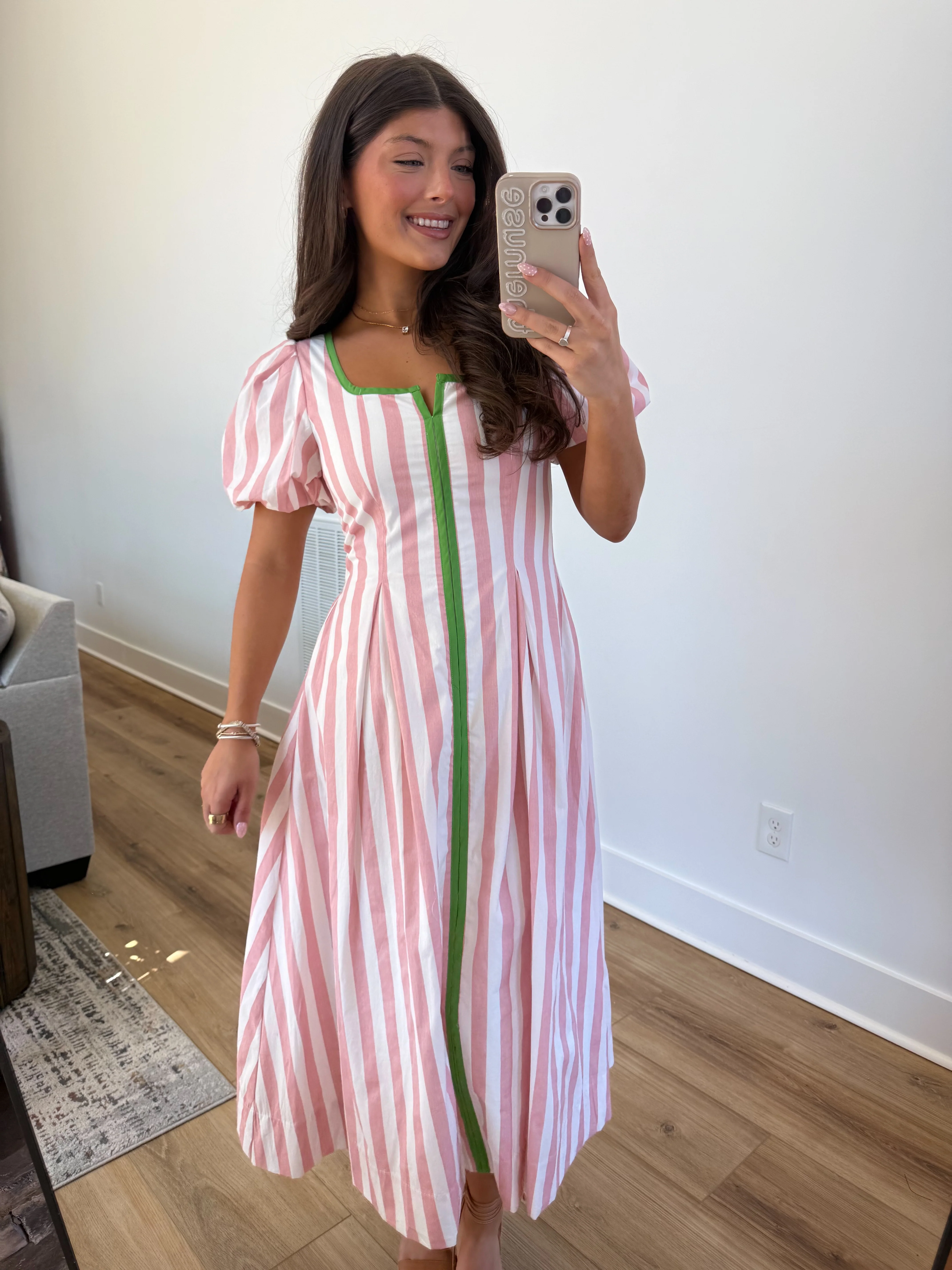 The Carolina Stripe Midi (Pink/Green) - Image 3