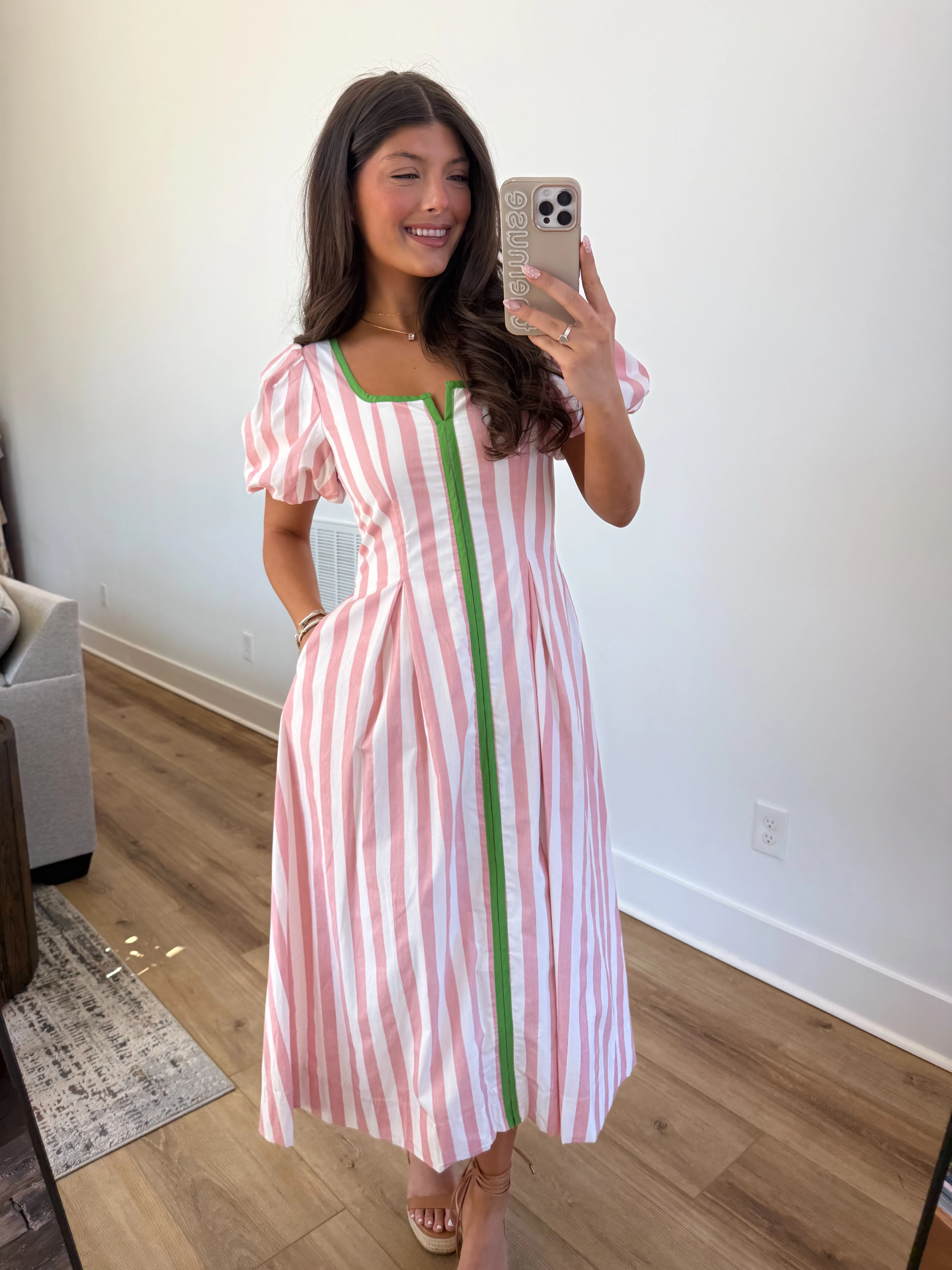 The Carolina Stripe Midi (Pink/Green) - Image 5