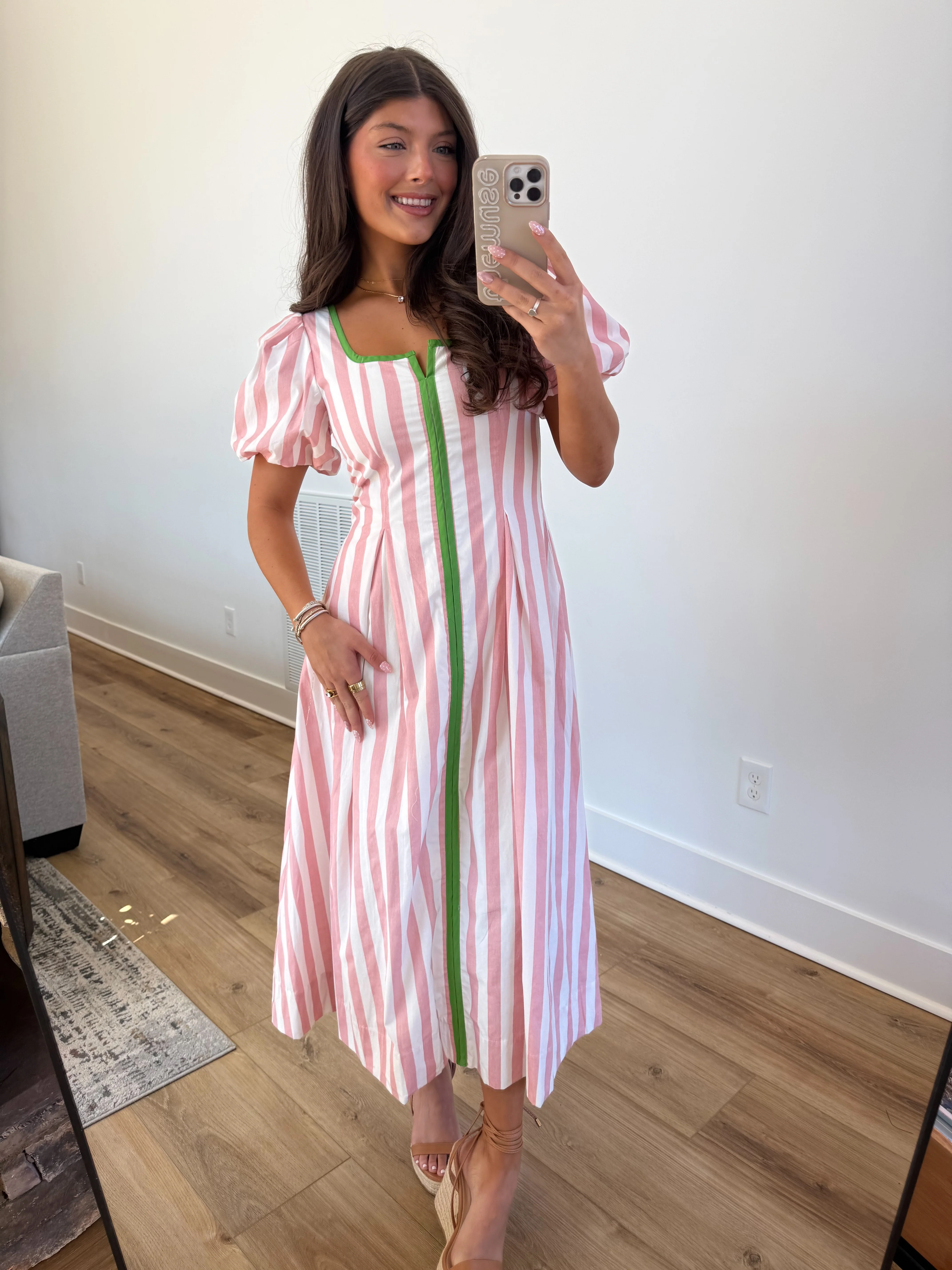 The Carolina Stripe Midi (Pink/Green) - Image 8