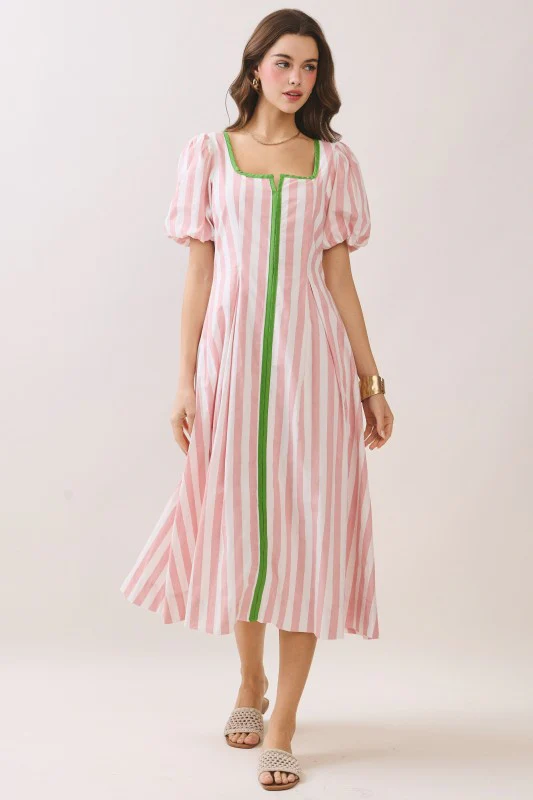 The Carolina Stripe Midi (Pink/Green) - Image 9