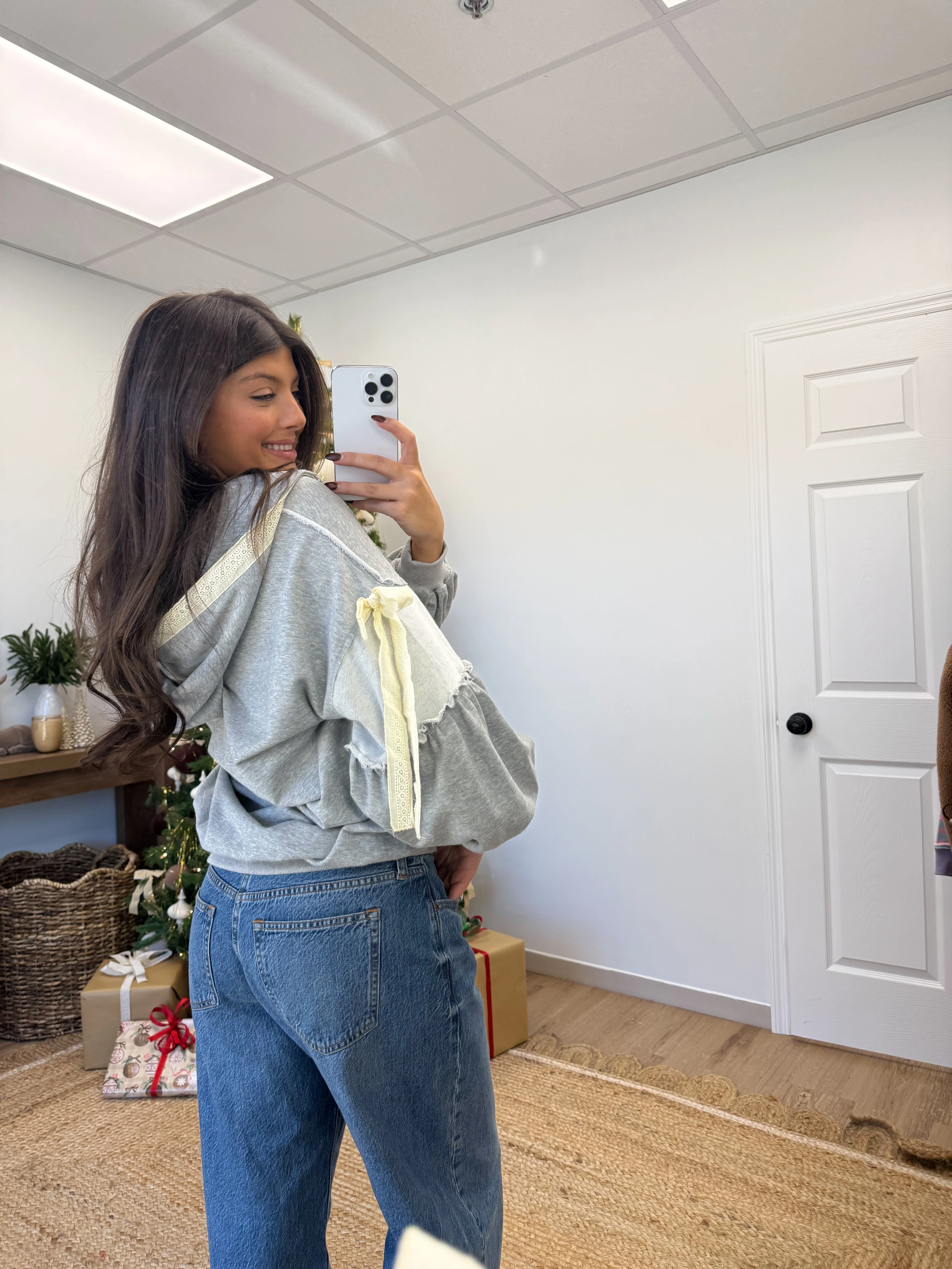 The Cozy Ribbon Lace Hoodie - Image 4