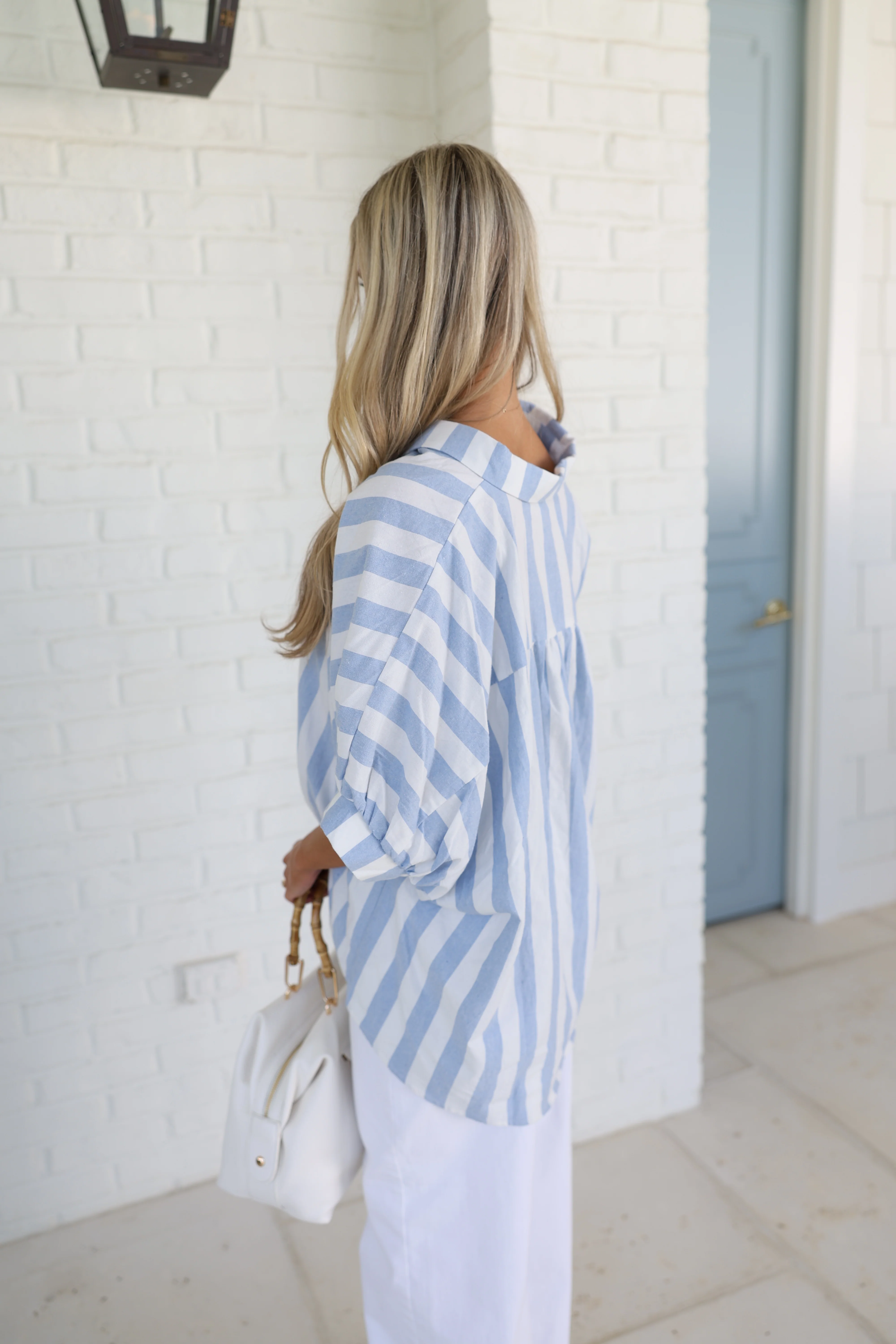The Effortless Stripe Shirt (Blue) - Image 3
