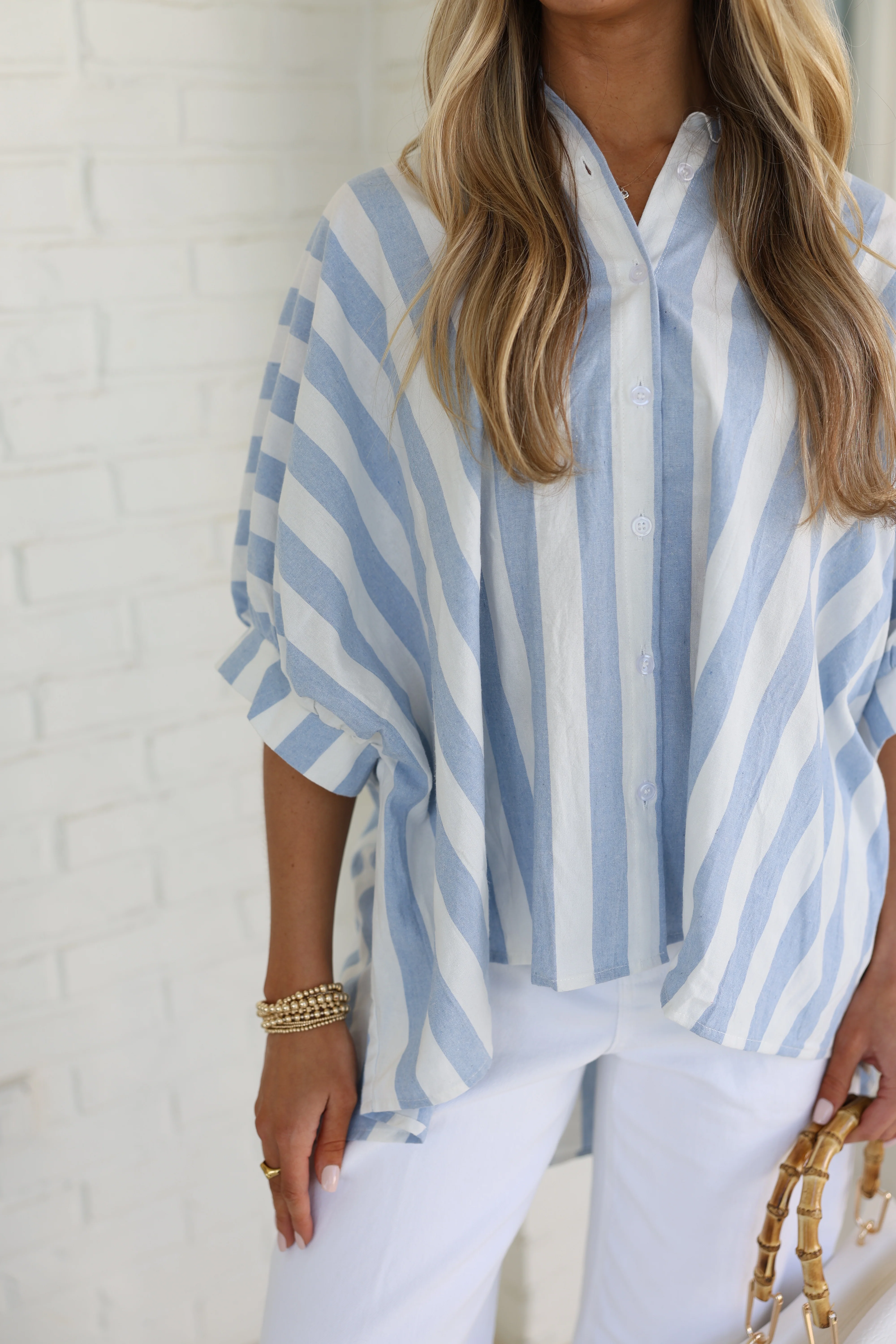 The Effortless Stripe Shirt (Blue) - Image 4