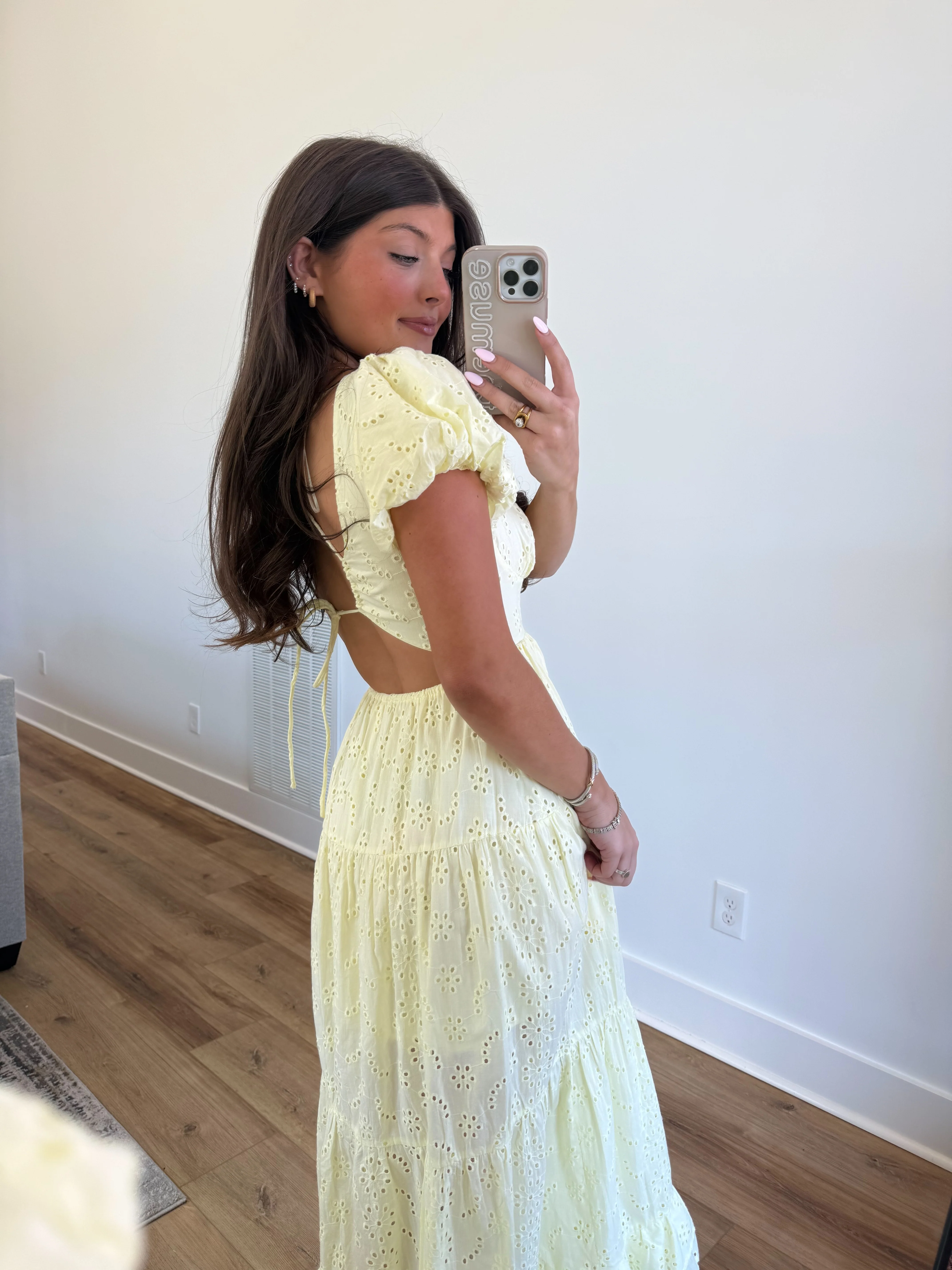 The Fancy Eyelet Midi (Yellow) - Image 3