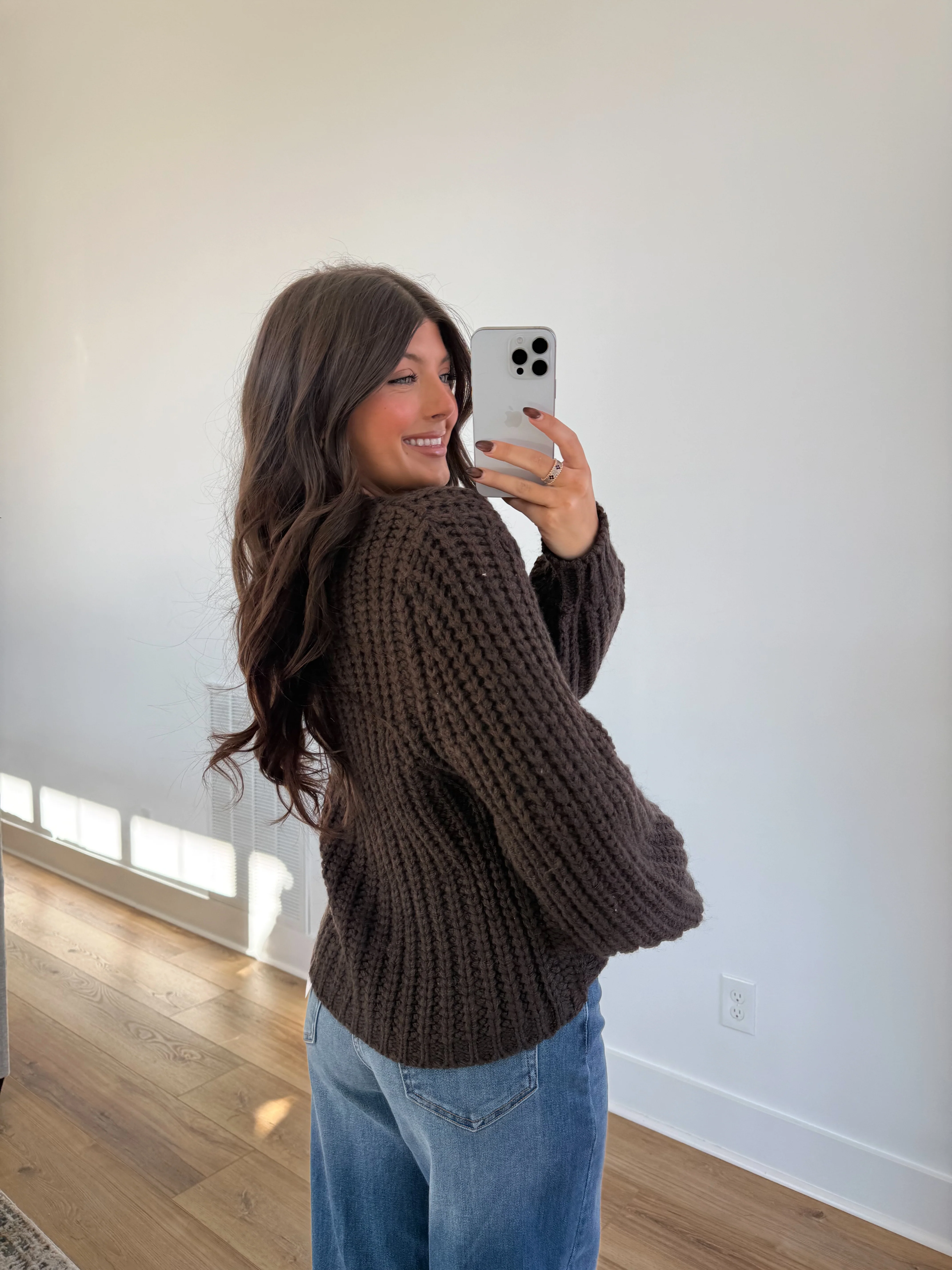 The Golden Button Cardigan (Brown) - Image 5