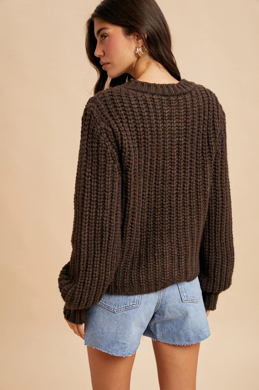 The Golden Button Cardigan (Brown) - Image 8
