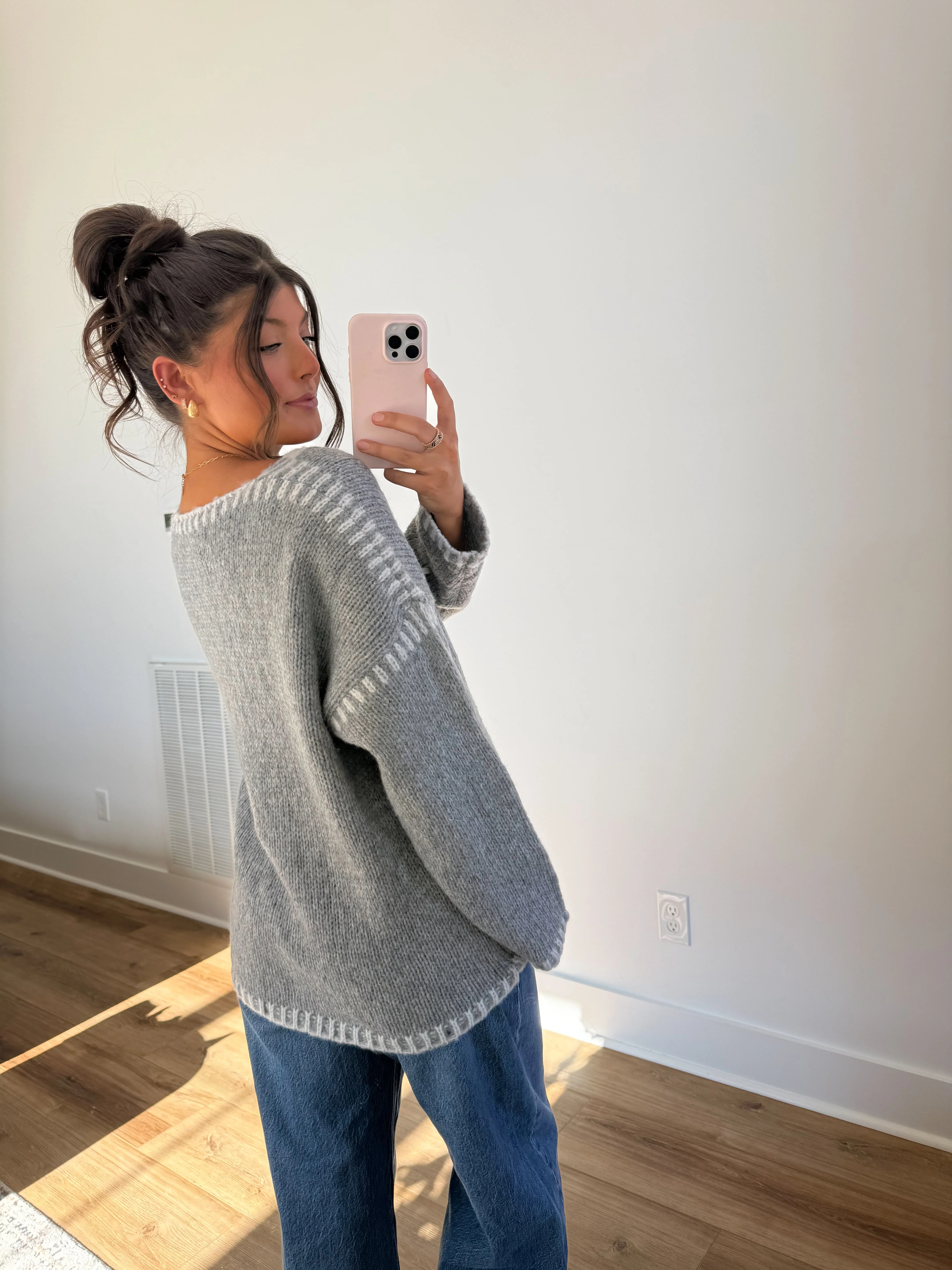 The Grace Tie Cardigan (Grey) - Image 5