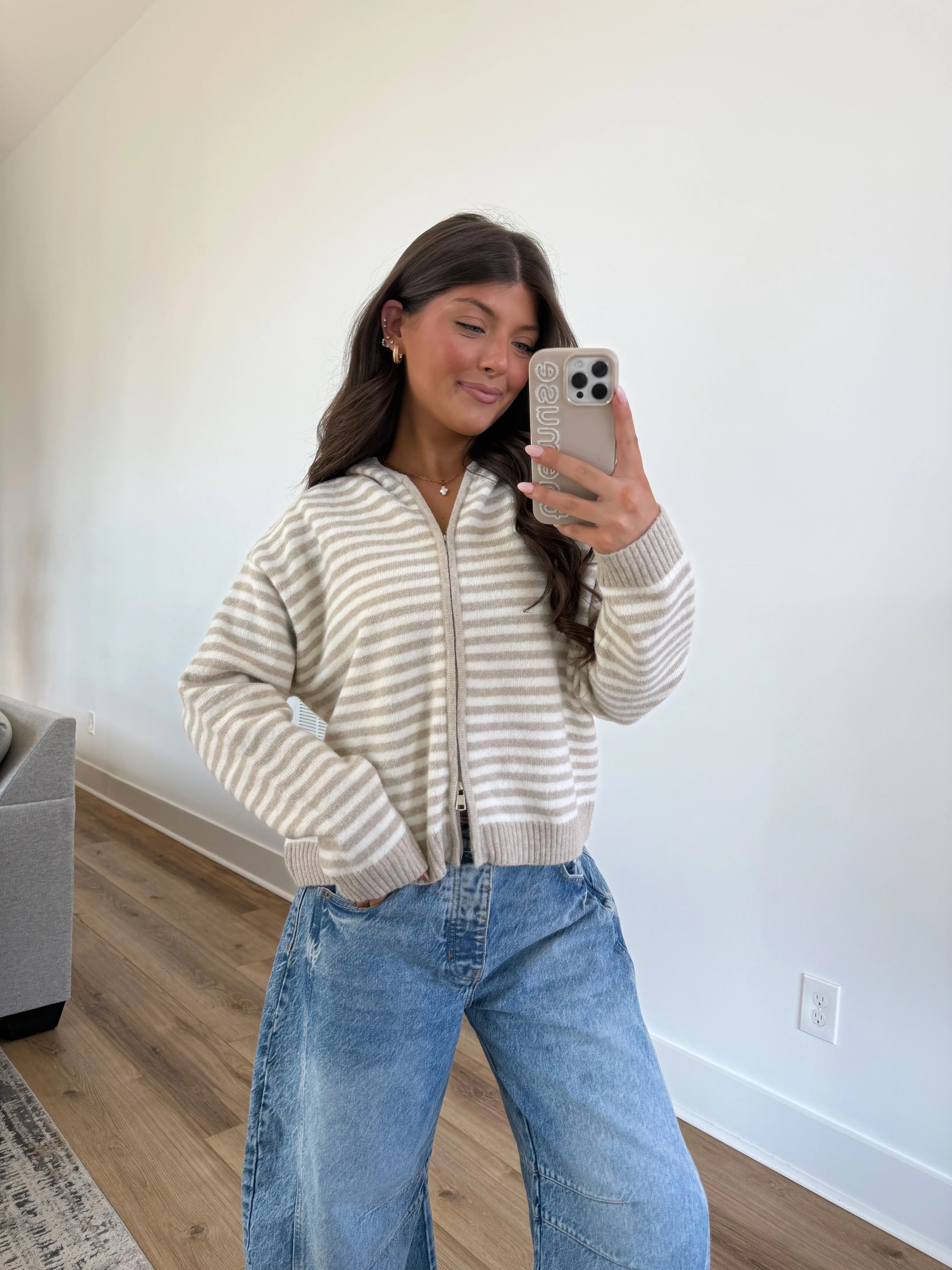 The Maddy Stripe Zip Up (Cream) (Restock) - Image 4