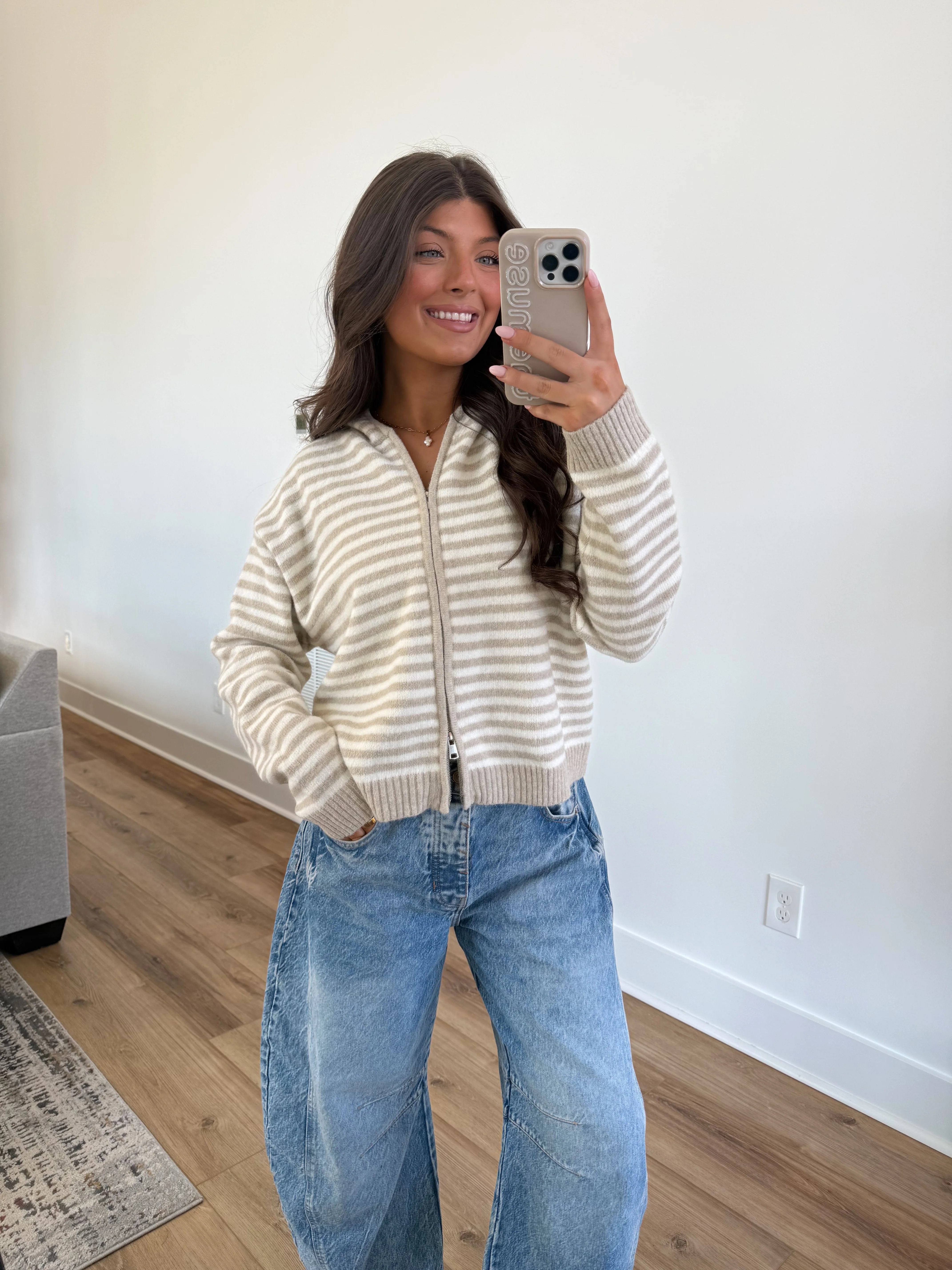 The Maddy Stripe Zip Up (Cream) (Restock) - Image 5