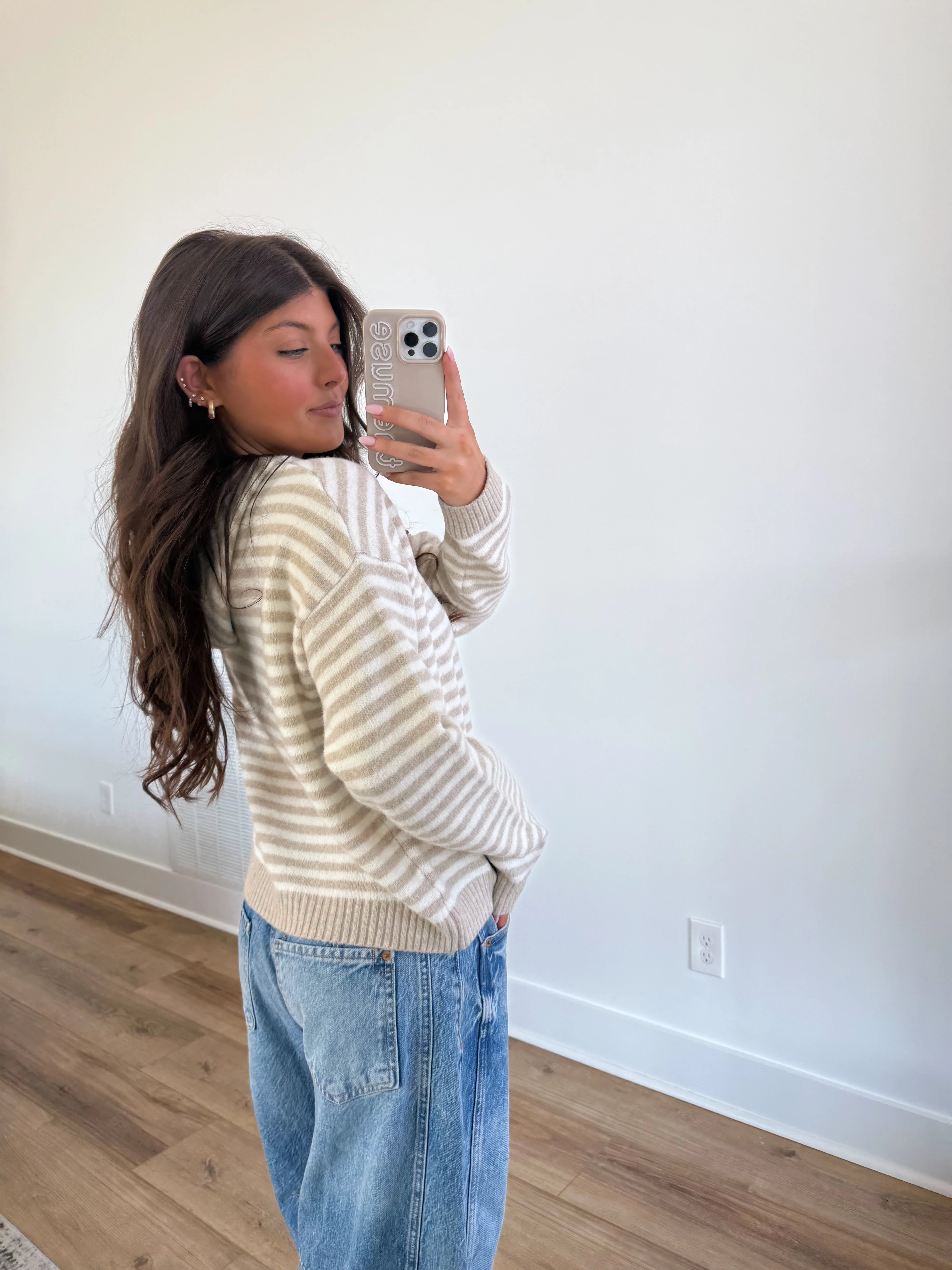 The Maddy Stripe Zip Up (Cream) (Restock) - Image 6