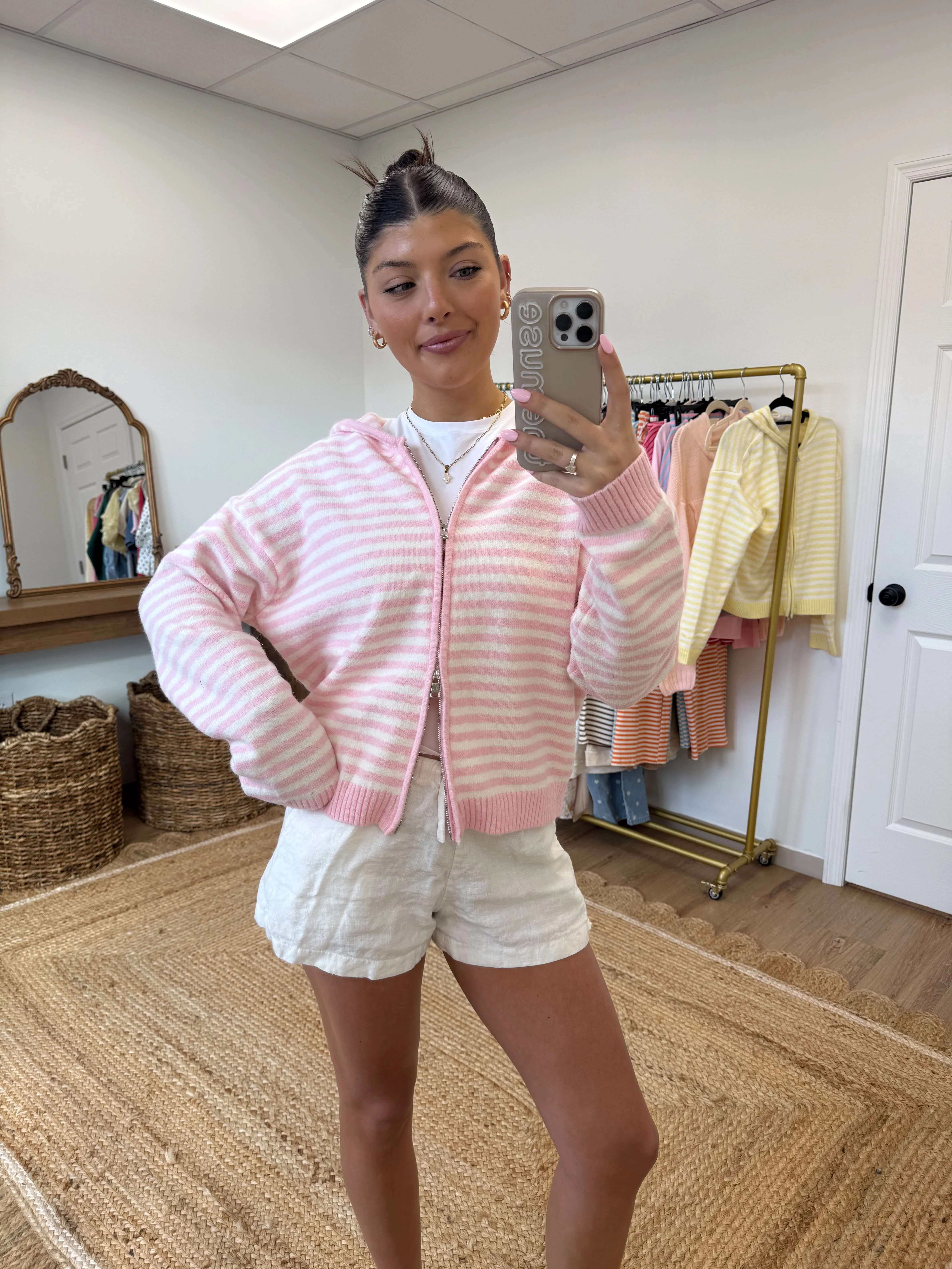 The Maddy Stripe Zip Up (Pink) - Image 5