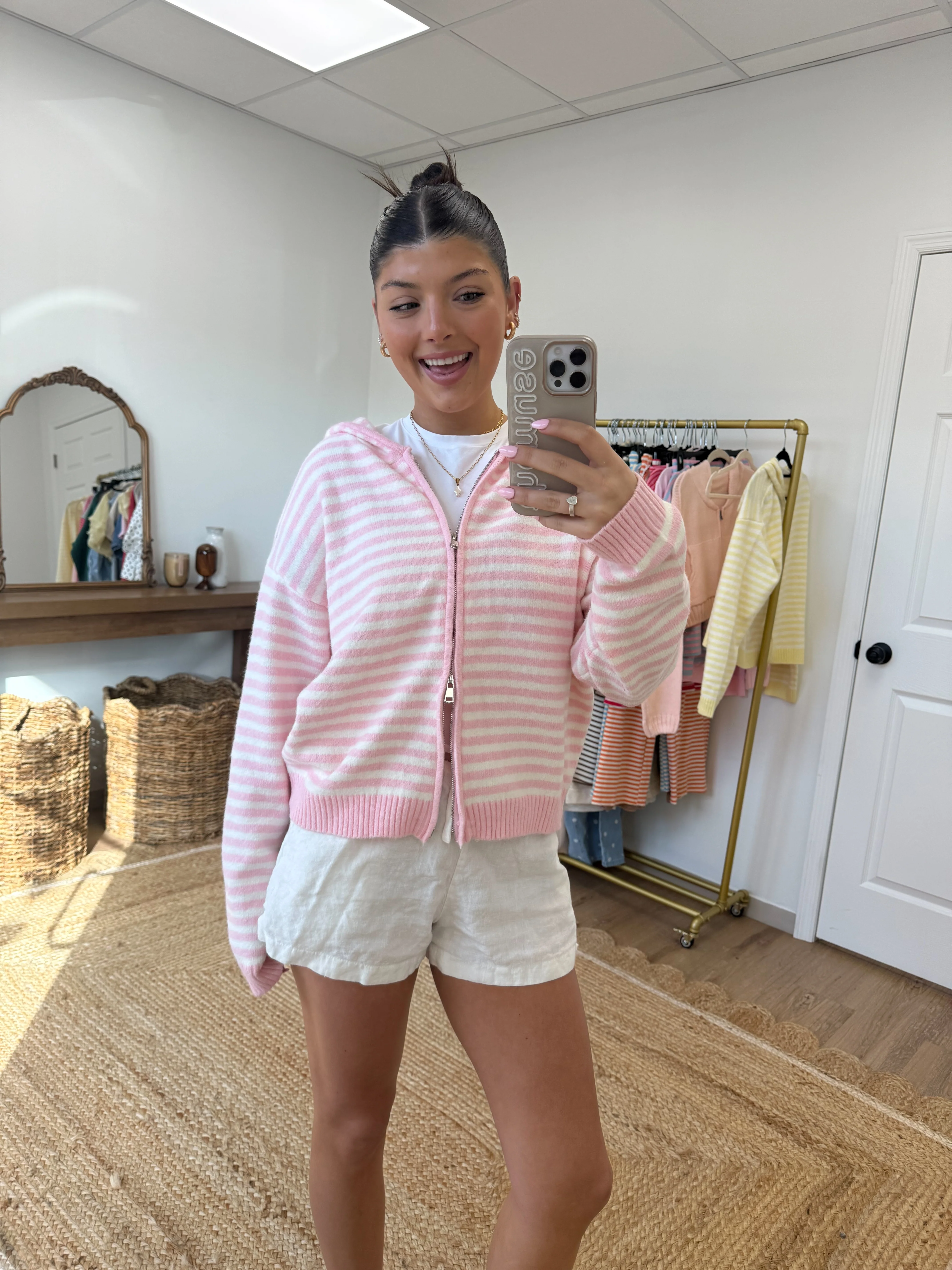 The Maddy Stripe Zip Up (Pink) - Image 6