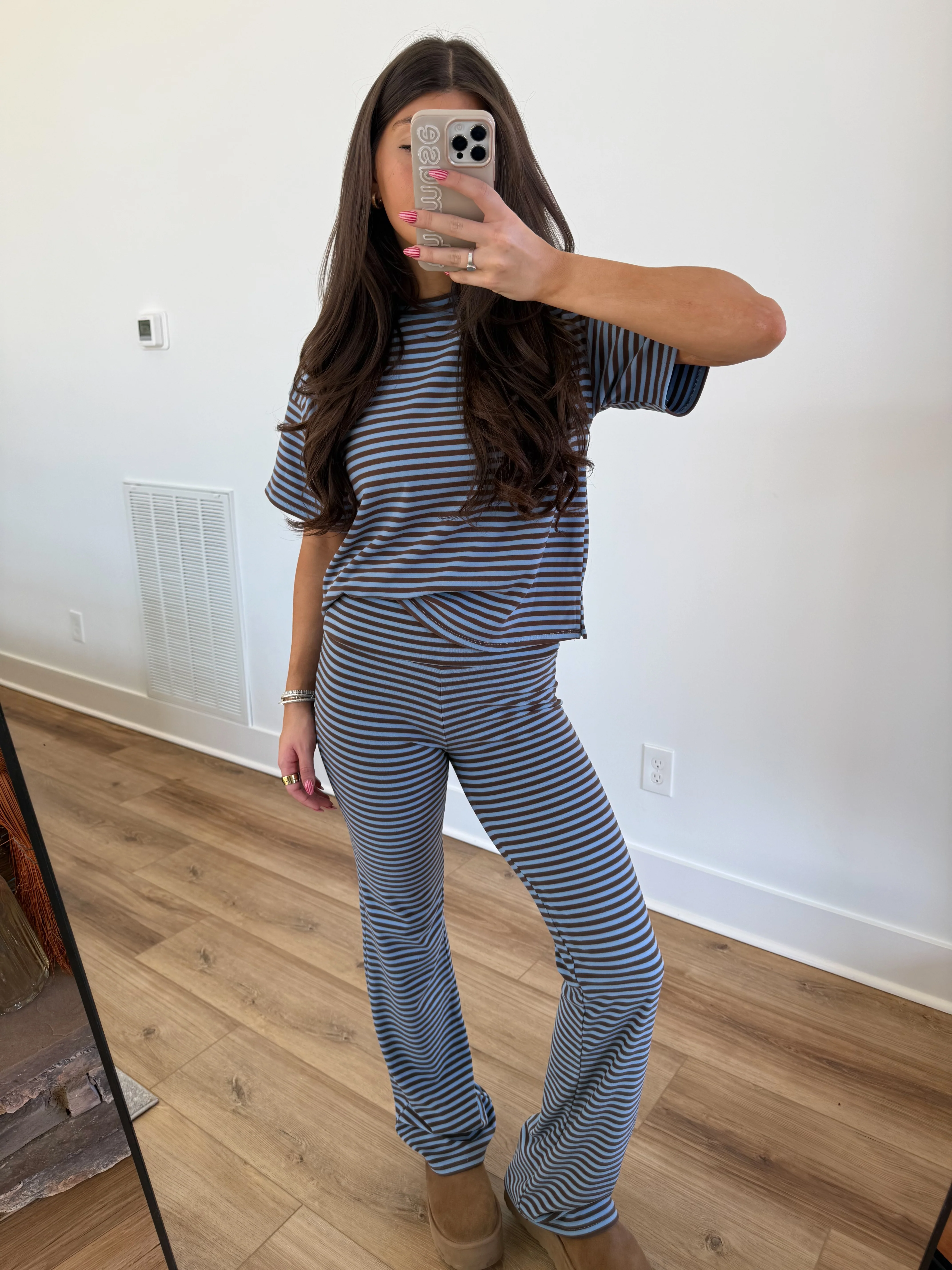 The Margaret Stripe Set (Blue/Brown) - Image 2