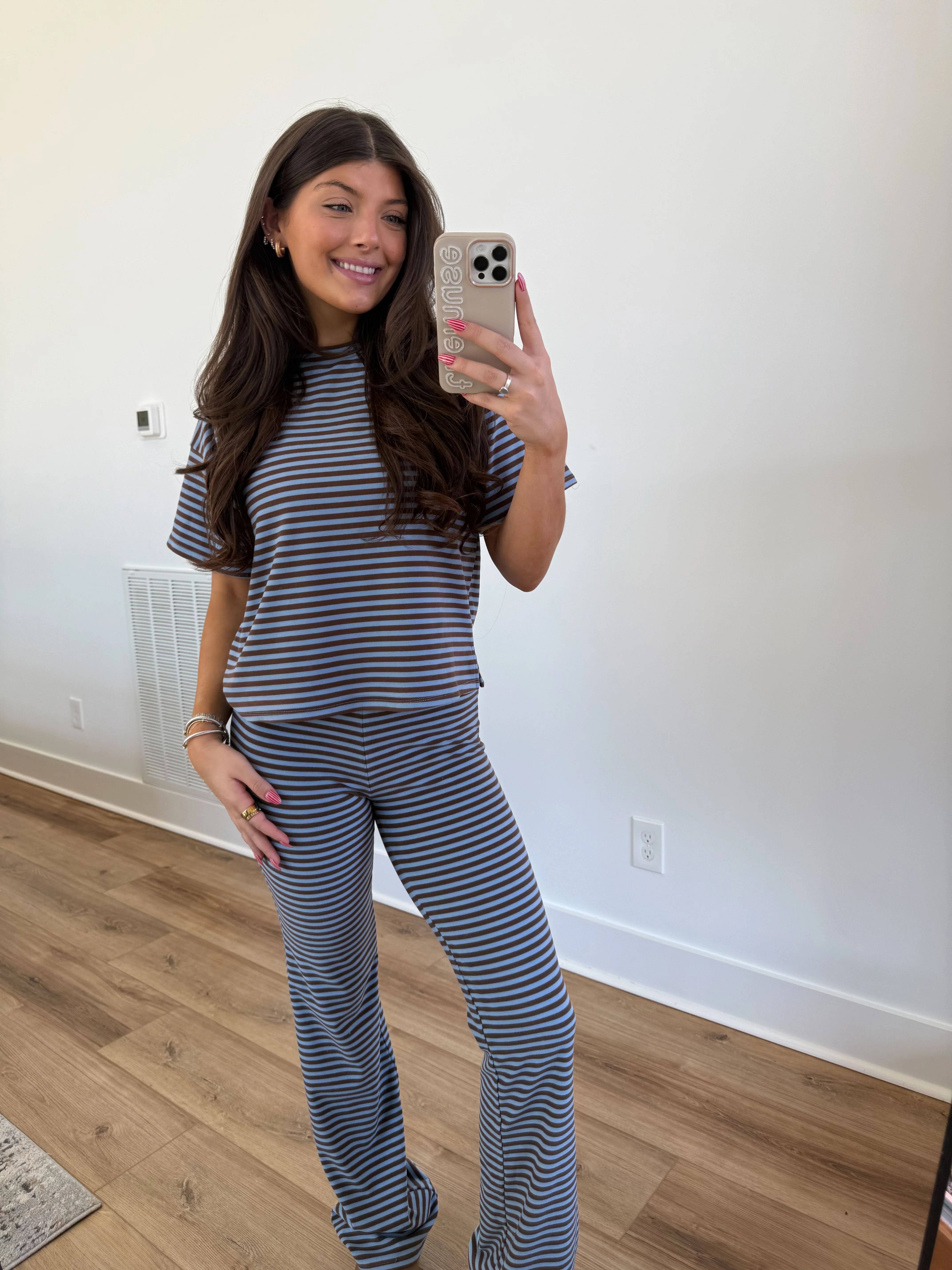 The Margaret Stripe Set (Blue/Brown) - Image 4