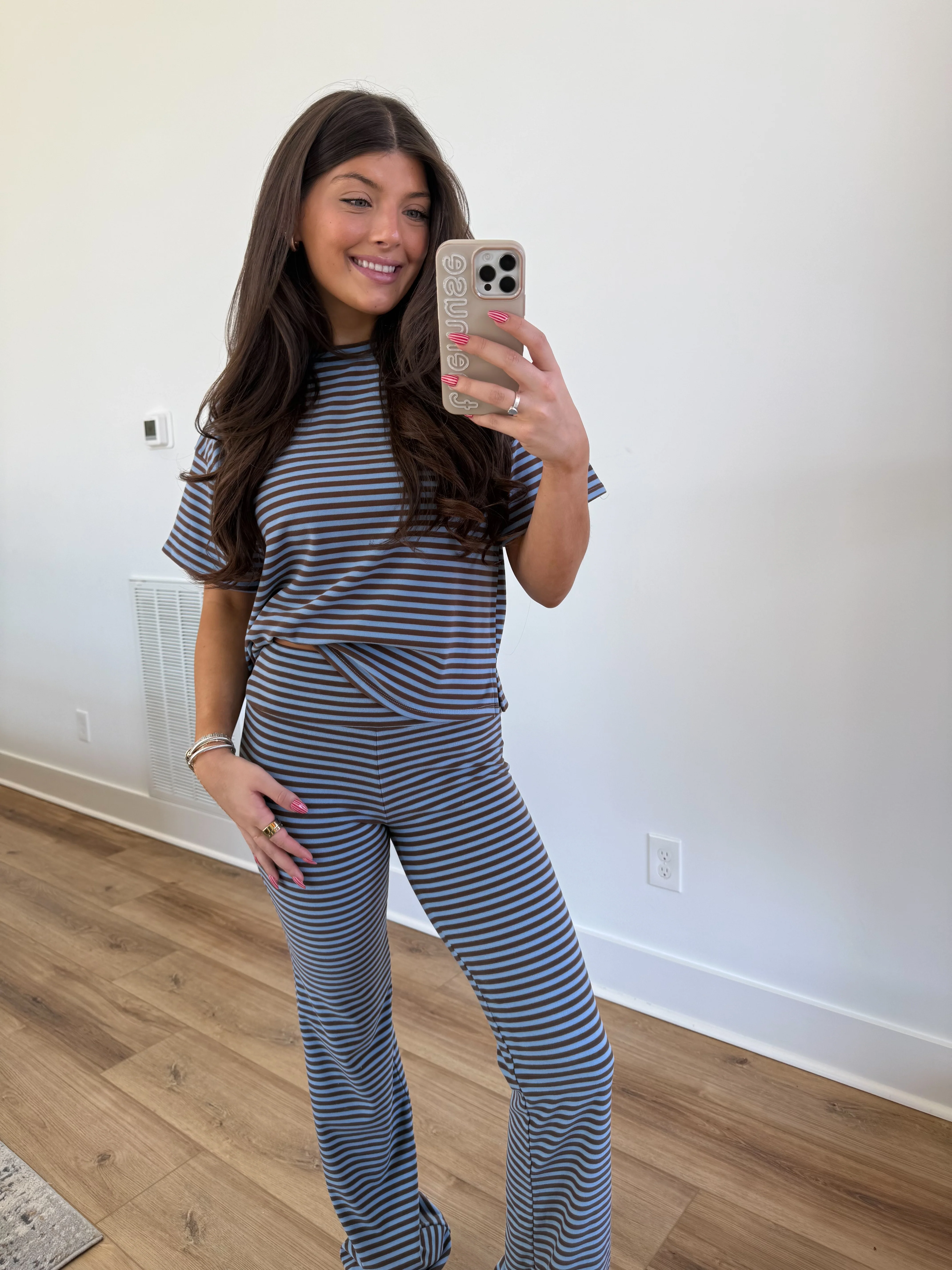 The Margaret Stripe Set (Blue/Brown) - Image 5