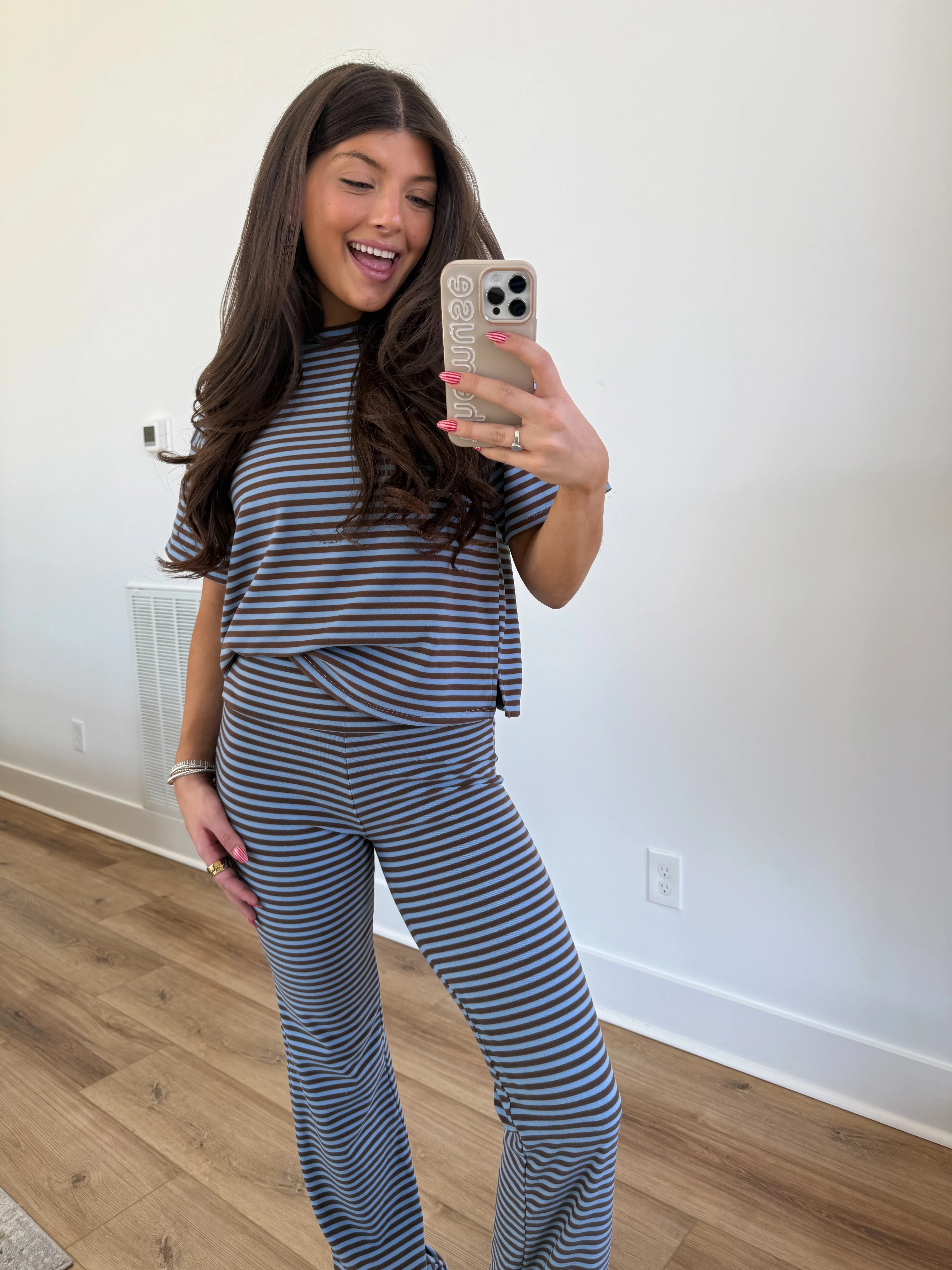 The Margaret Stripe Set (Blue/Brown) - Image 6