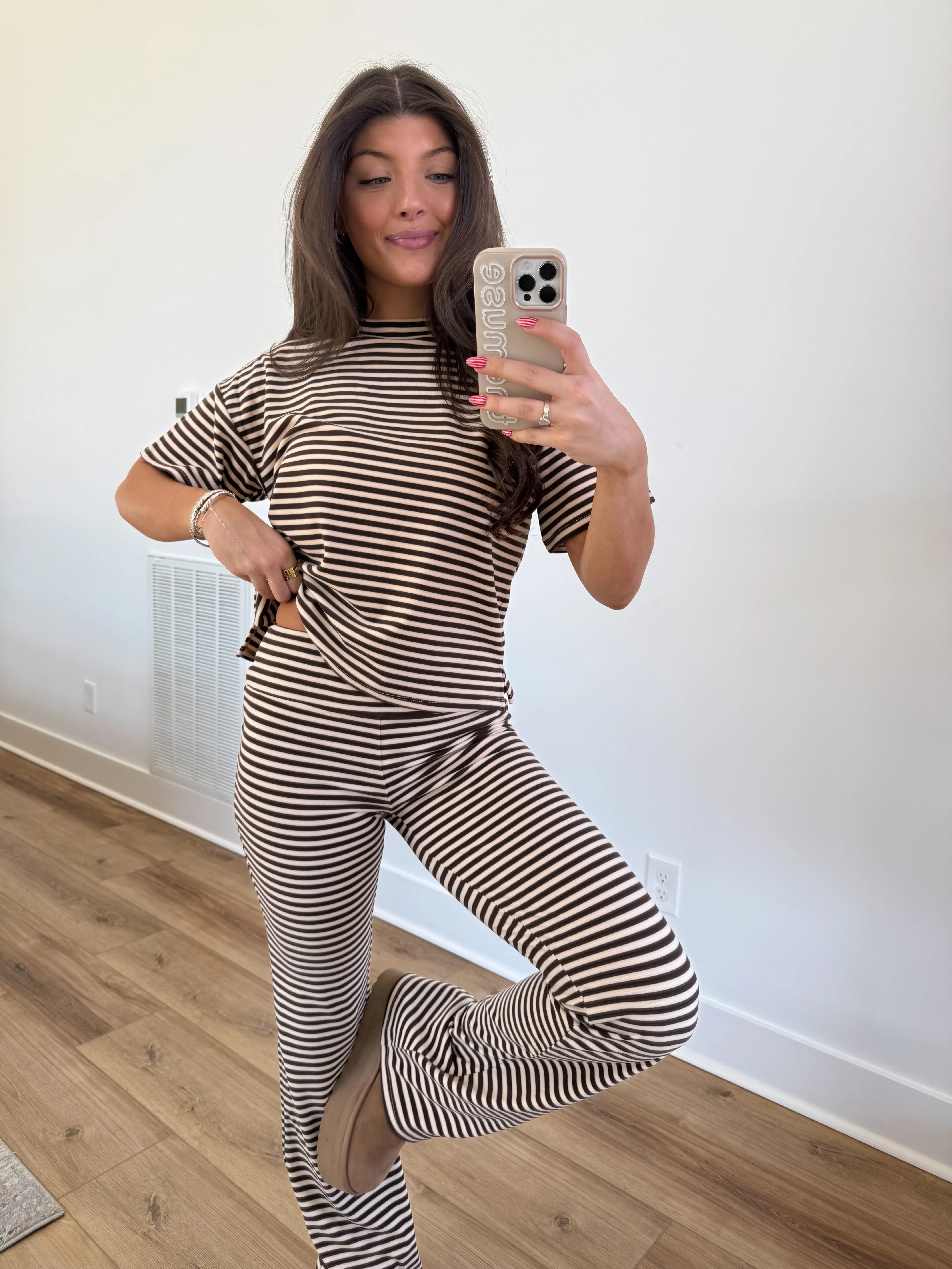The Margaret Stripe Set (Cream/Brown) - Image 2
