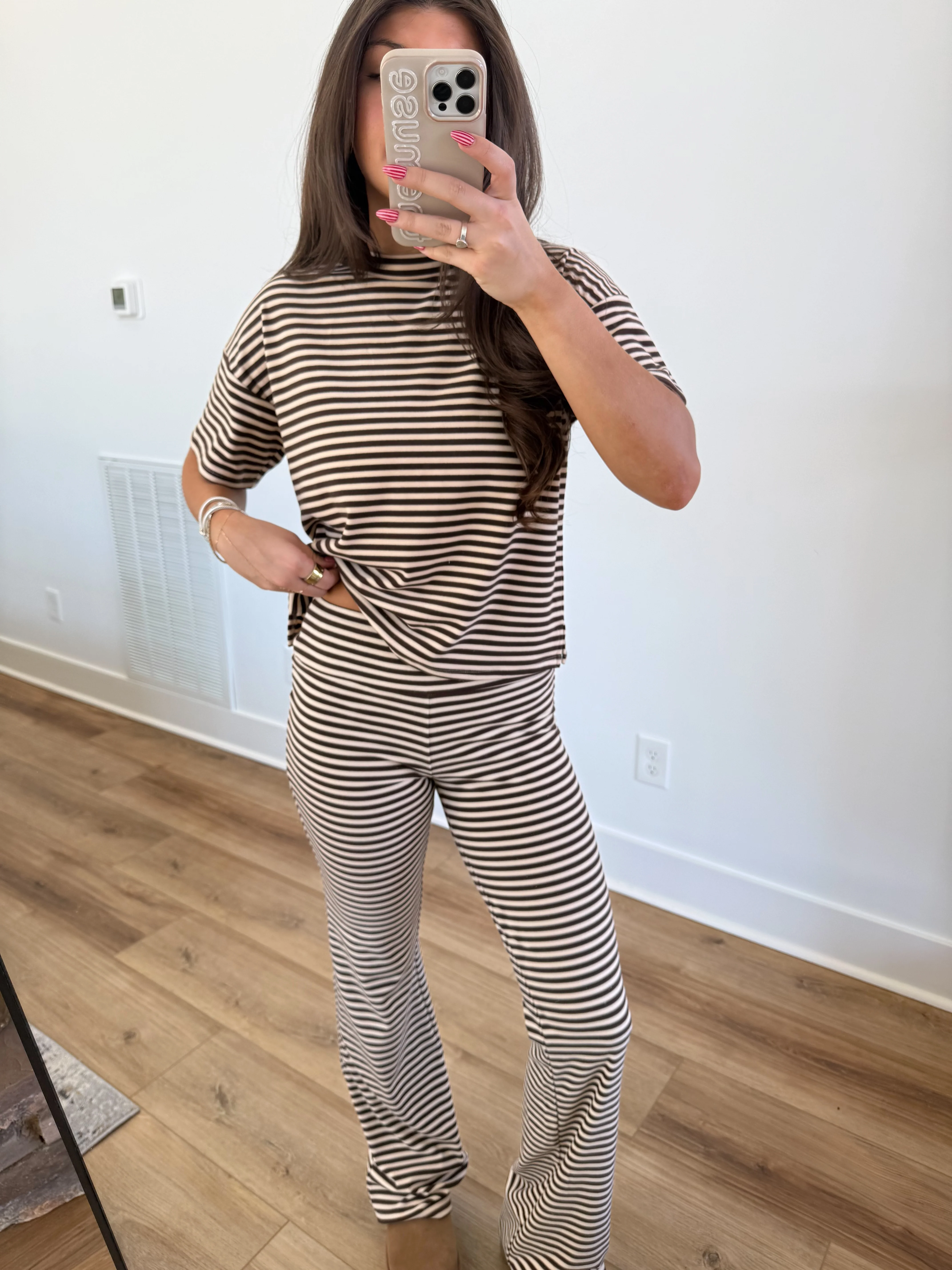 The Margaret Stripe Set (Cream/Brown) - Image 3