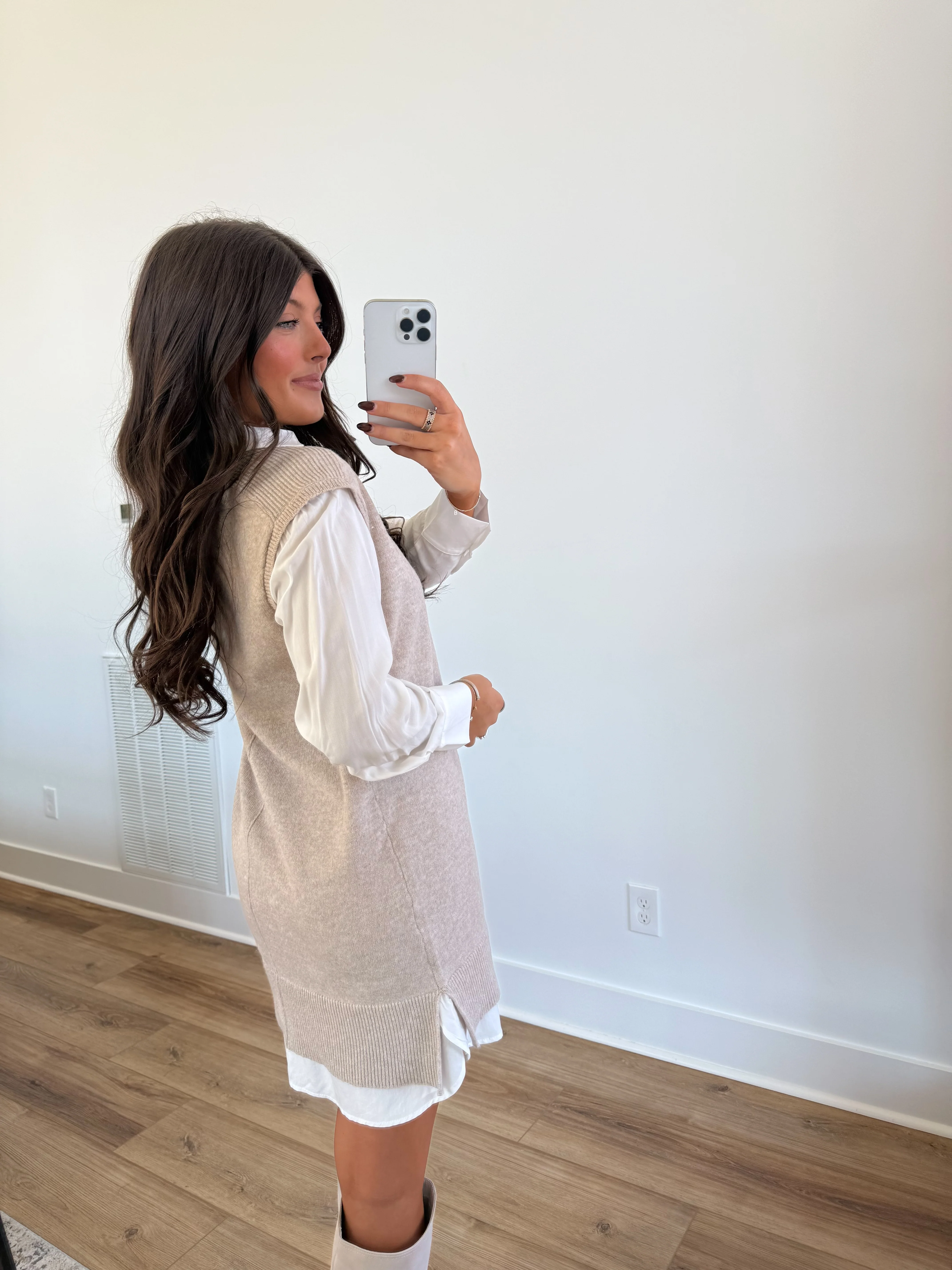 The Oatmeal Knit Vest Dress - Image 4