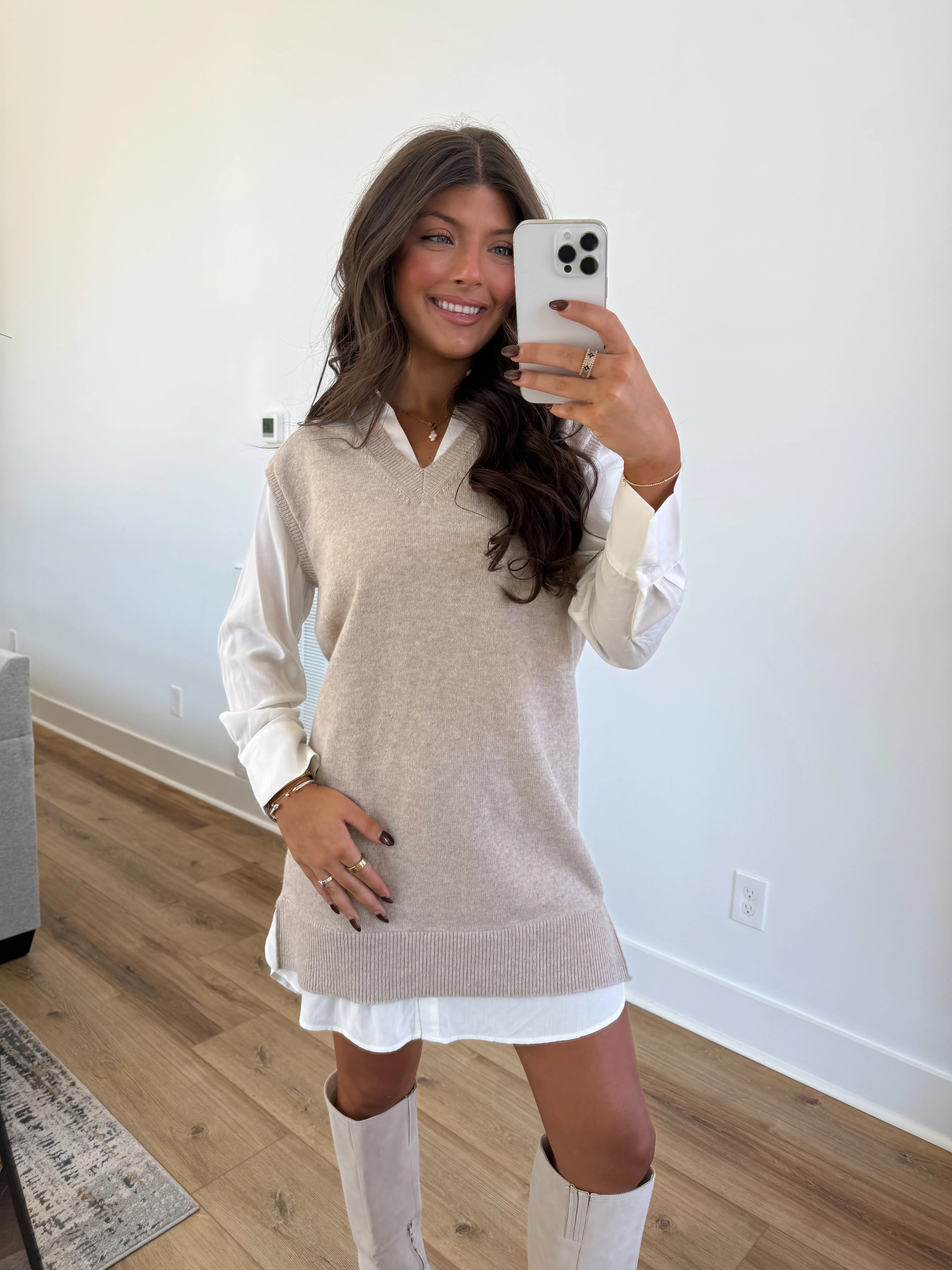 The Oatmeal Knit Vest Dress - Image 5
