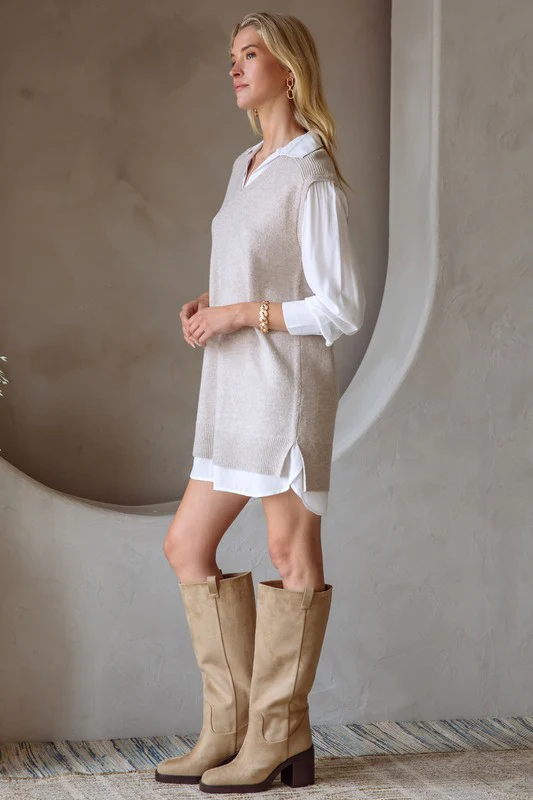 The Oatmeal Knit Vest Dress - Image 8
