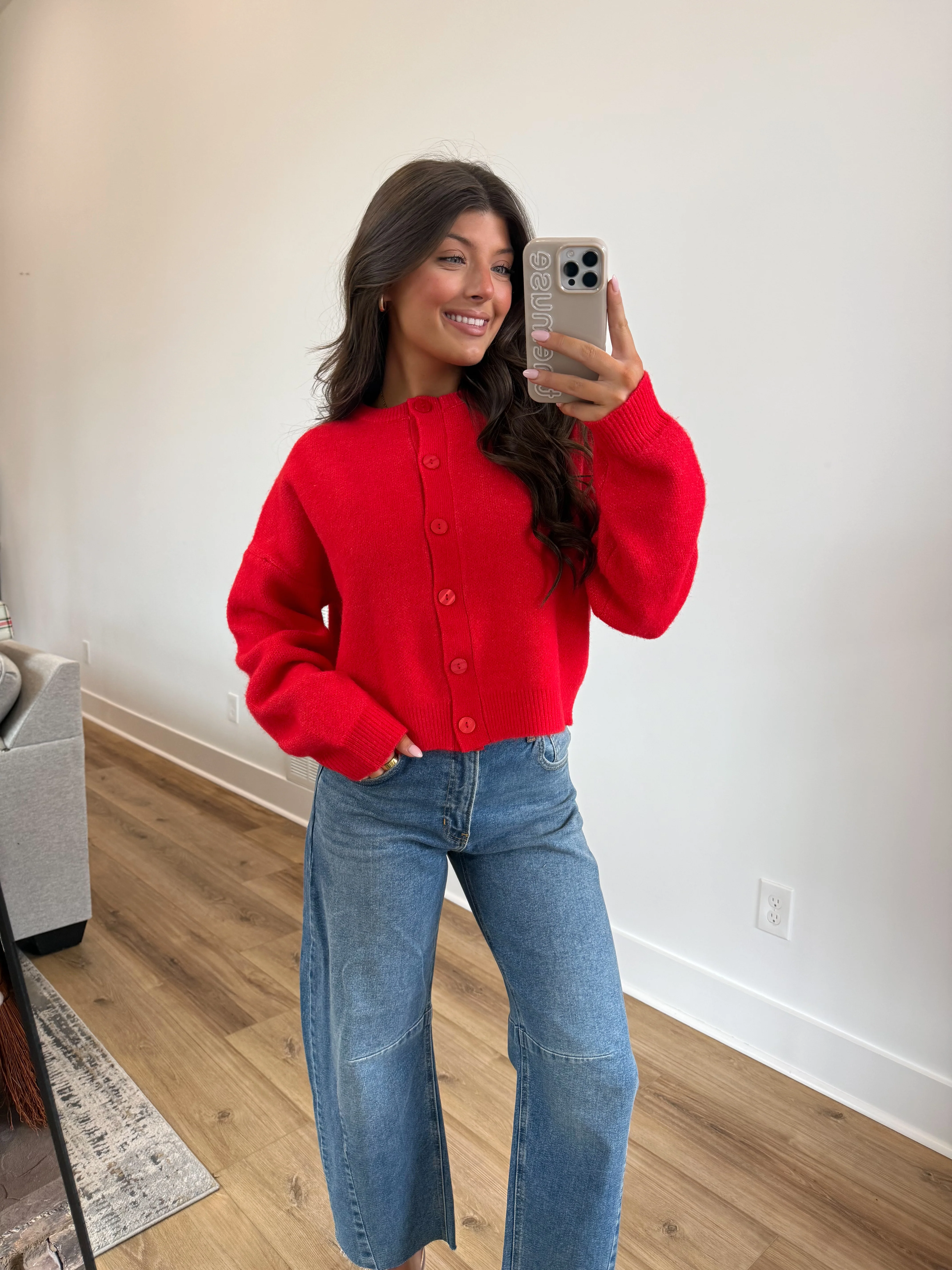 The Red Velvet Cardigan (Red Buttons) - Image 3