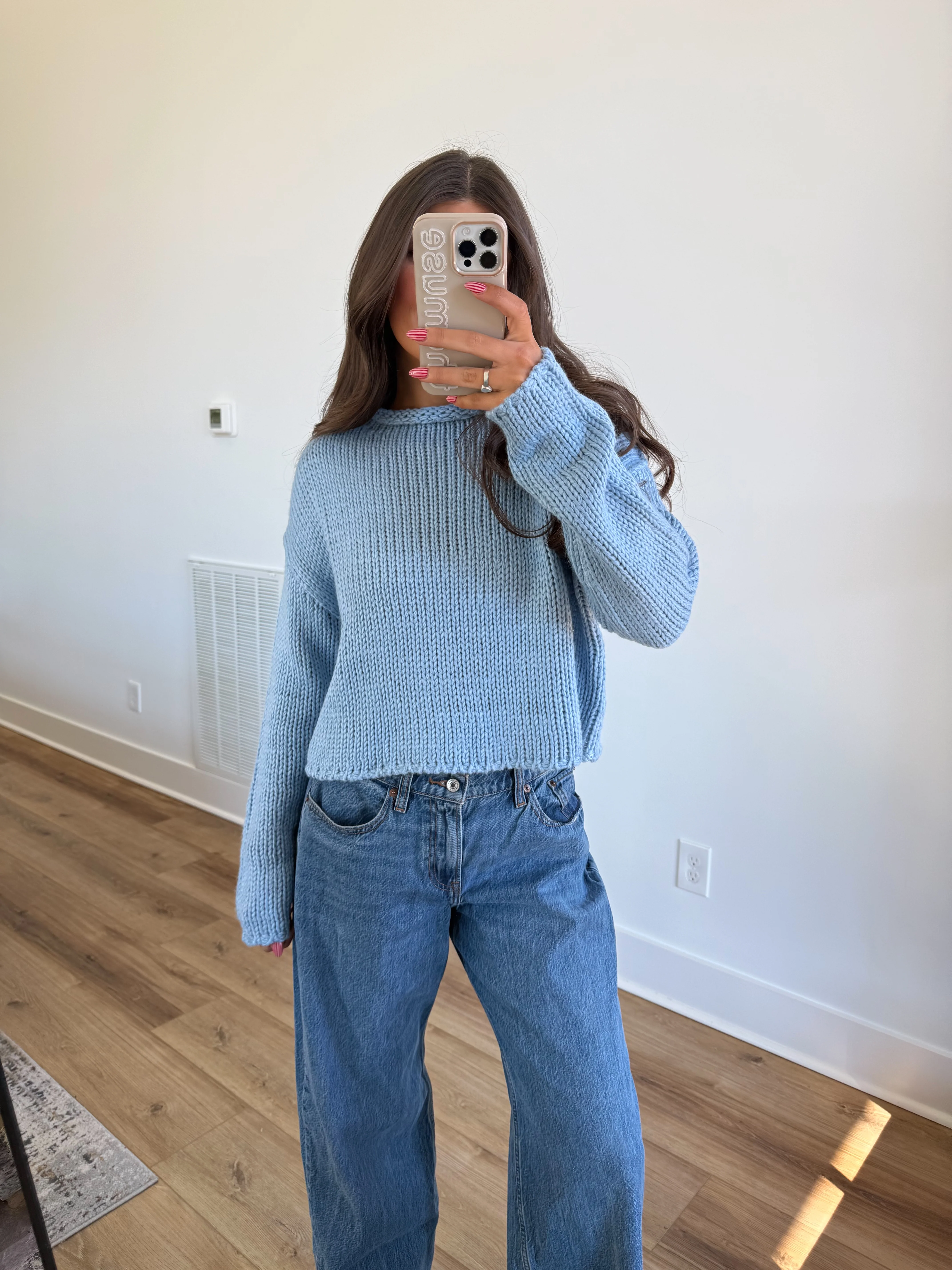 The Rolled Neck Sweater (Blue) - Image 2