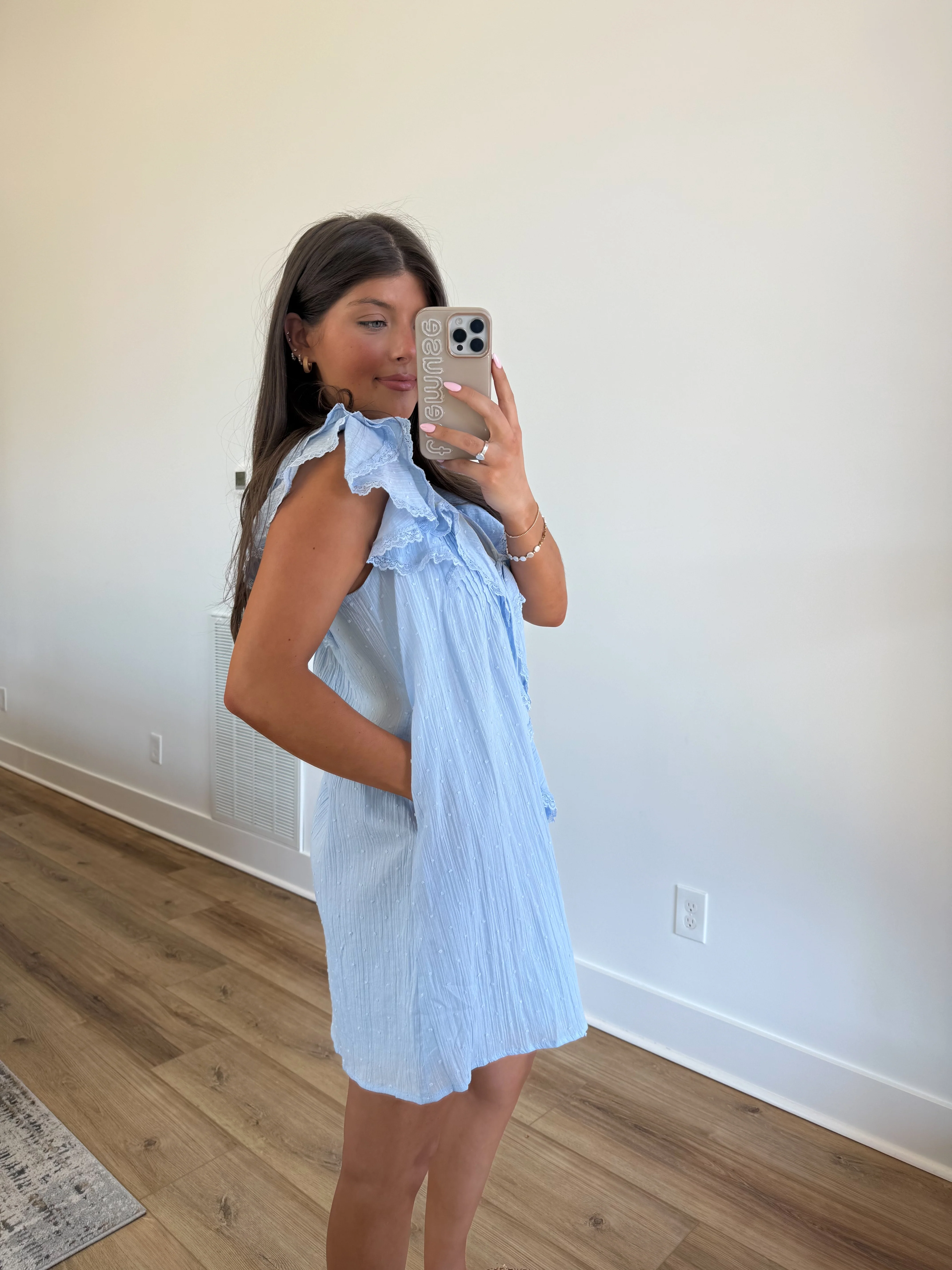 The Seaside Lace Dress (Blue) - Image 3
