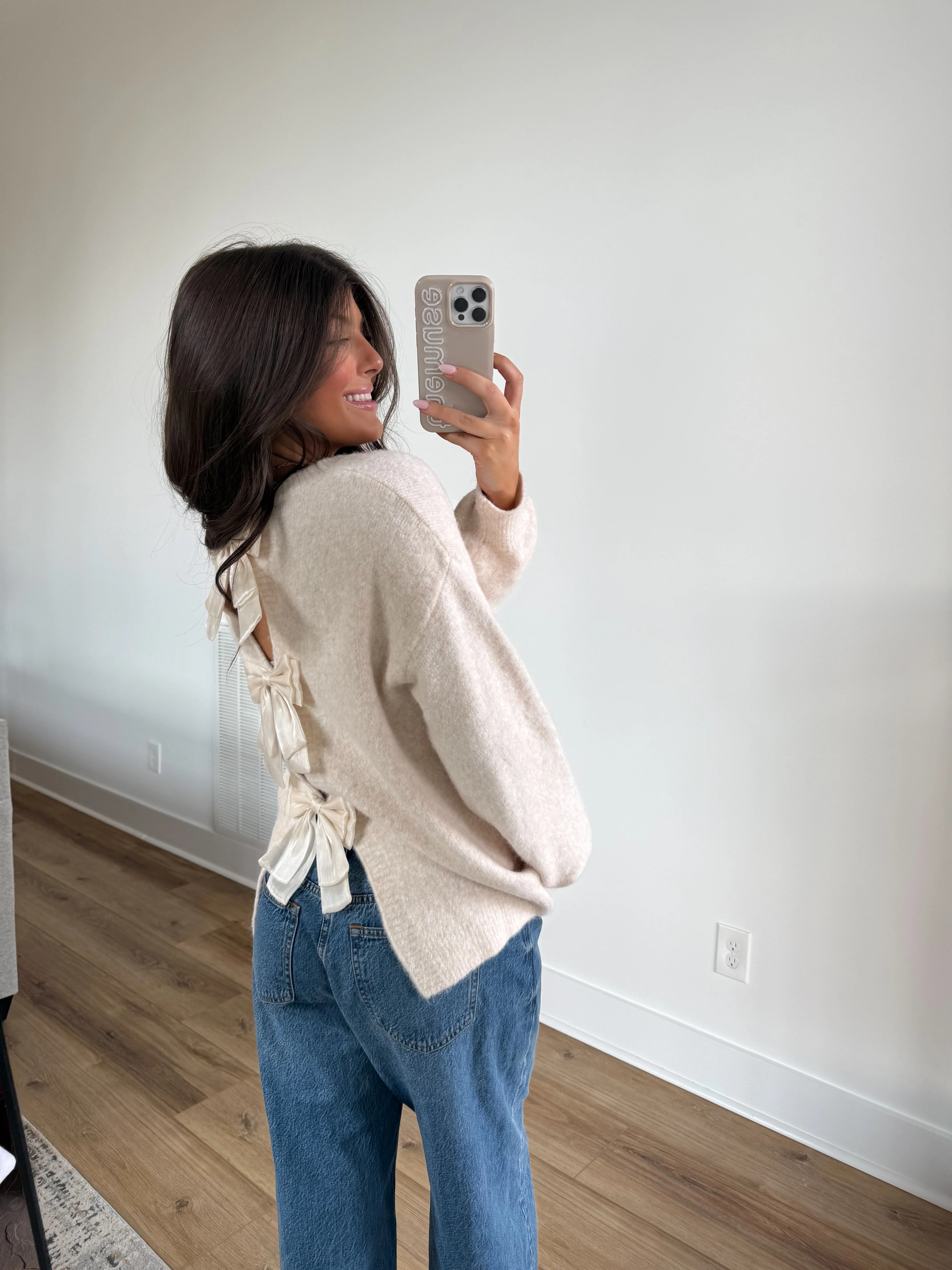 The Snowfall Bow Sweater (Cream) - Image 2