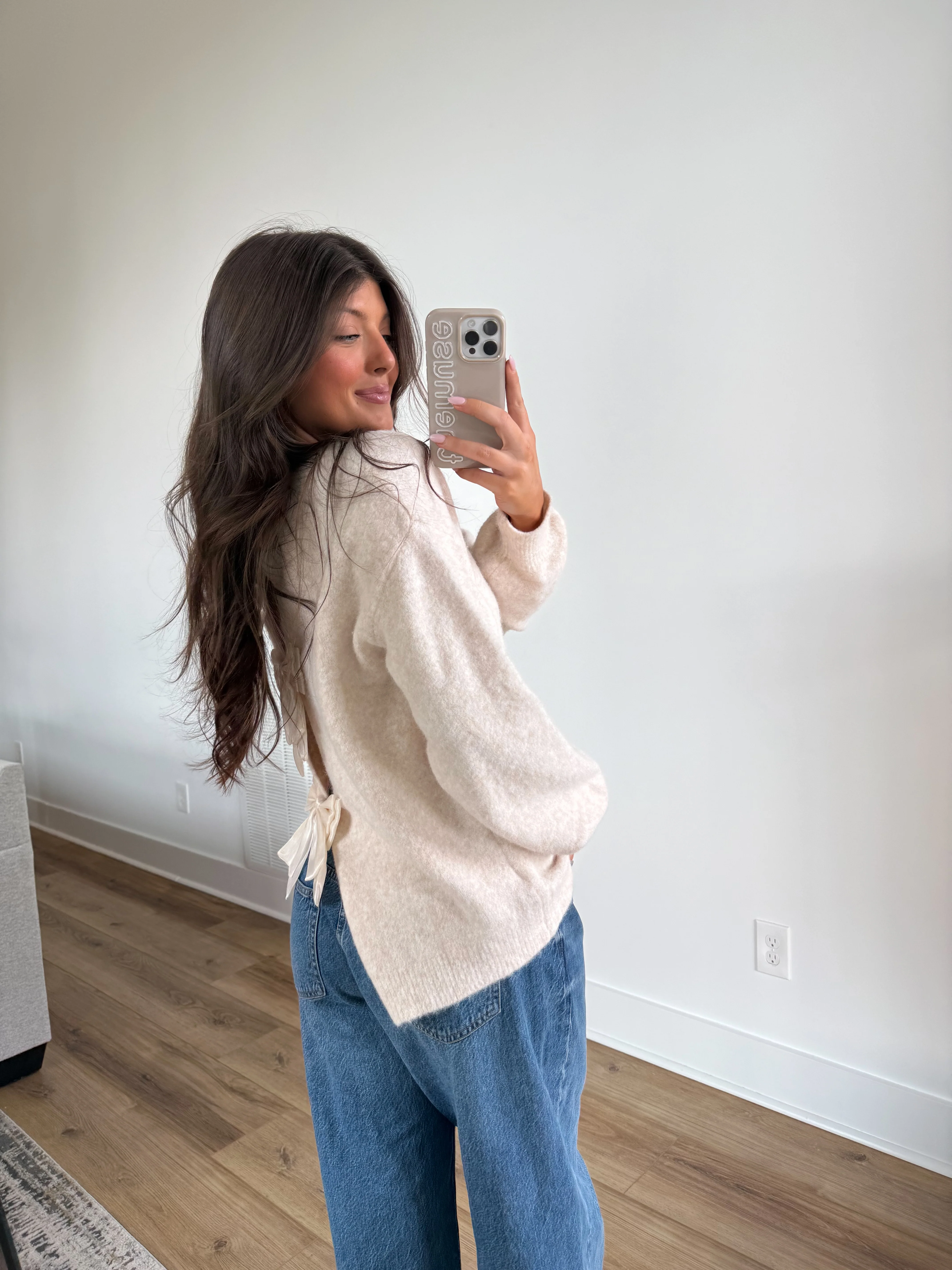 The Snowfall Bow Sweater (Cream) - Image 4