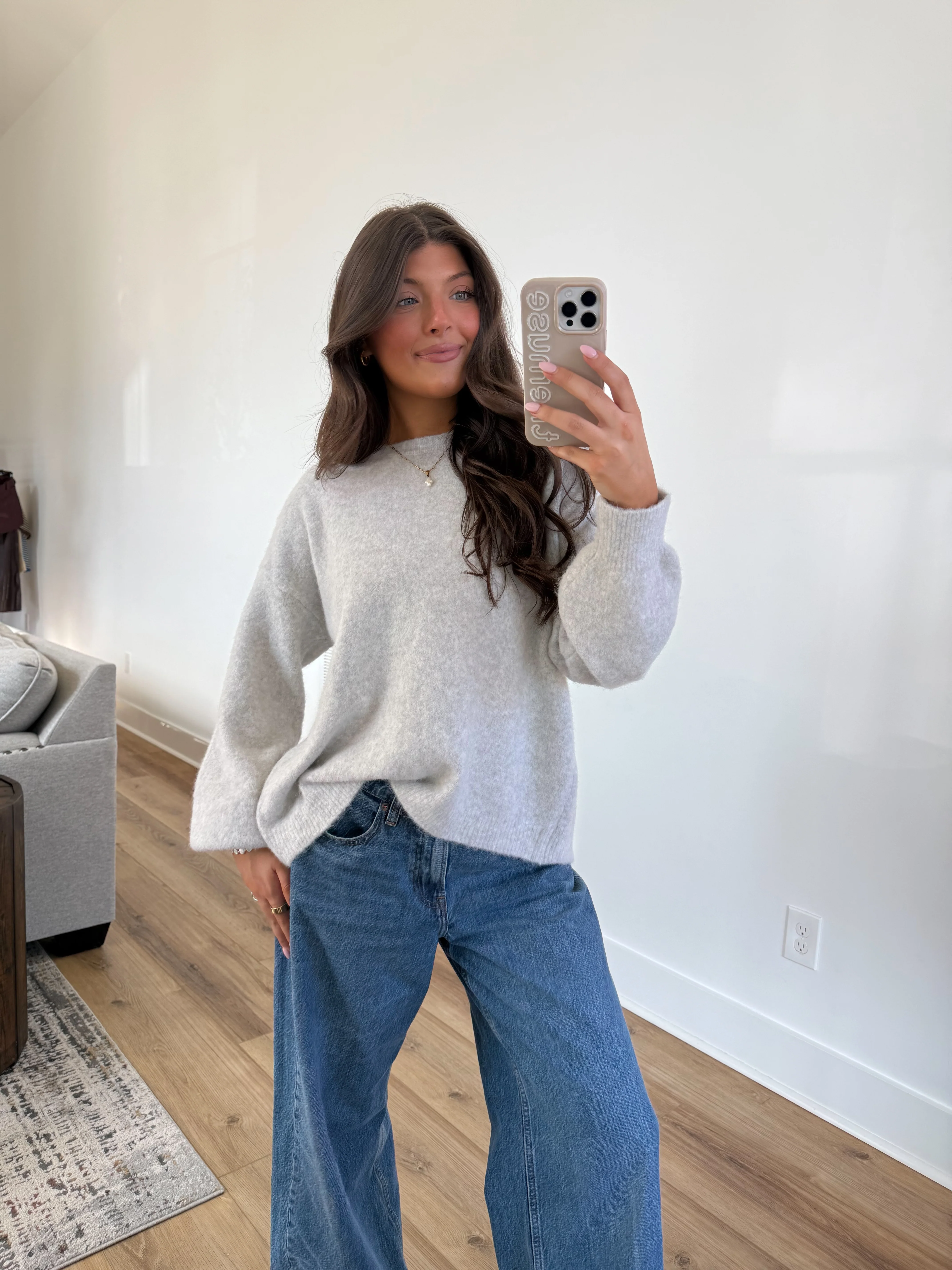 The Snowfall Bow Sweater (Grey) - Image 3