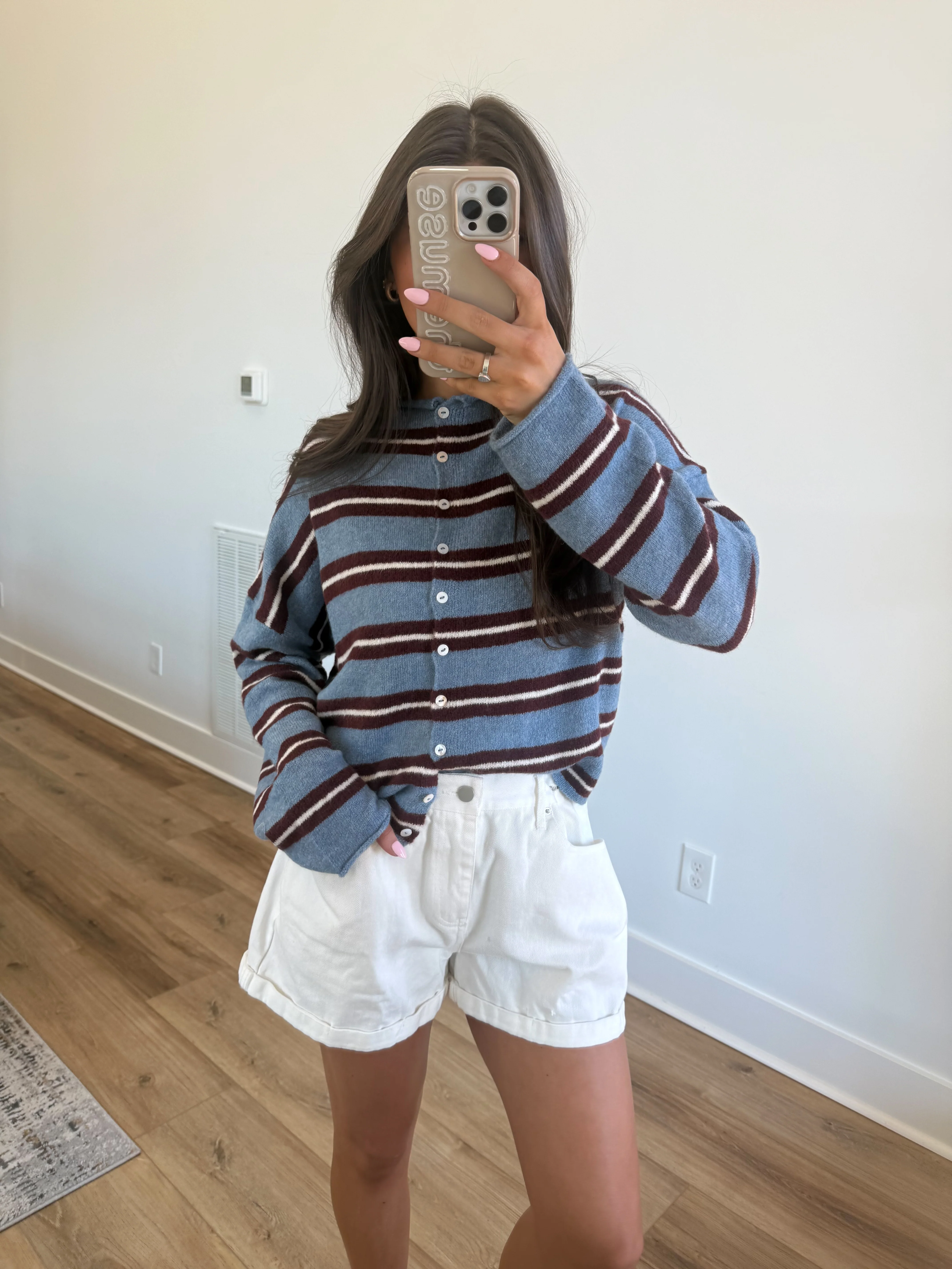 The Stripe Cardigan (Blue/Brown/Cream) - Image 5