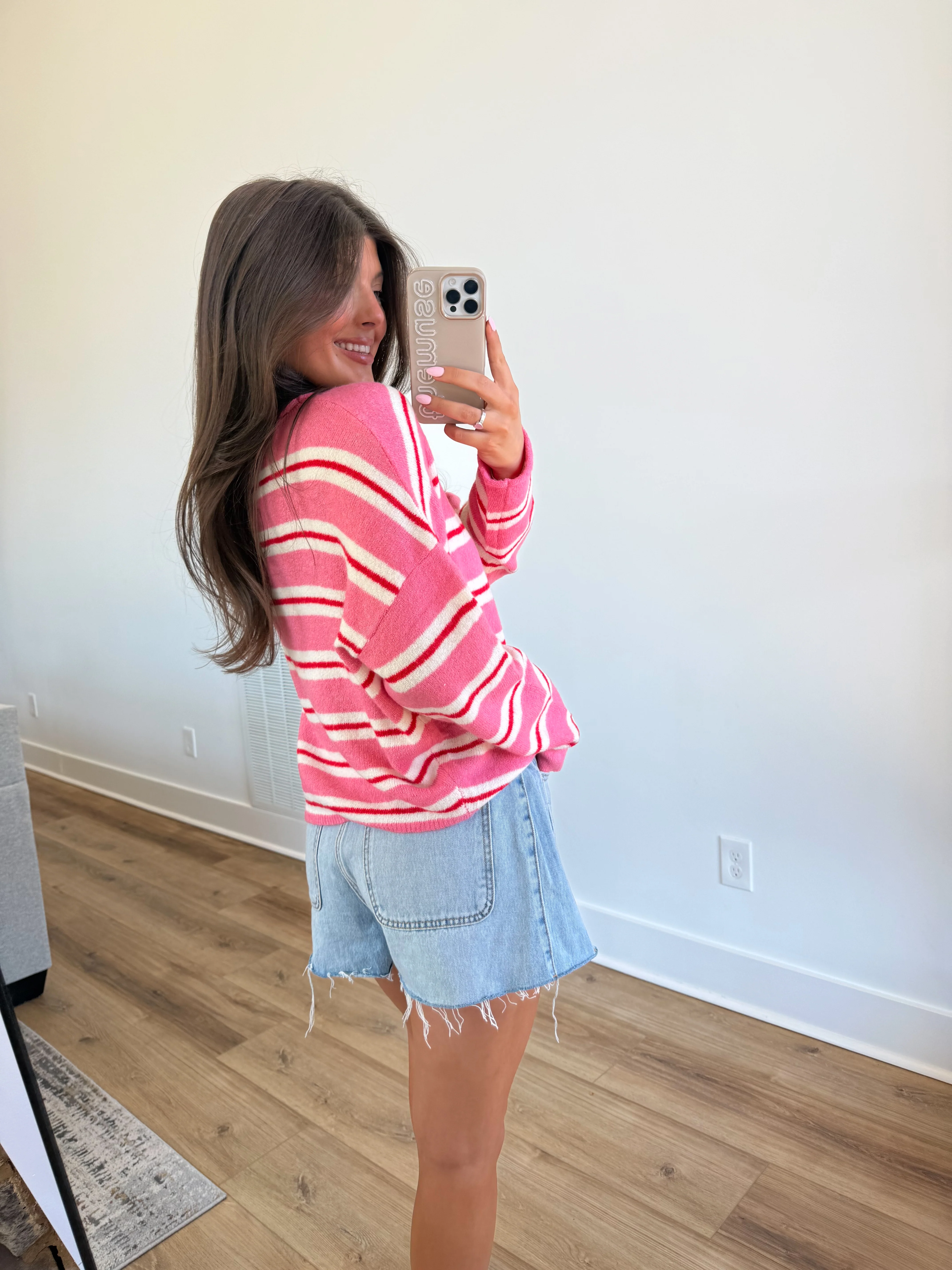 The Stripe Cardigan (Pink/Red/White) - Image 7