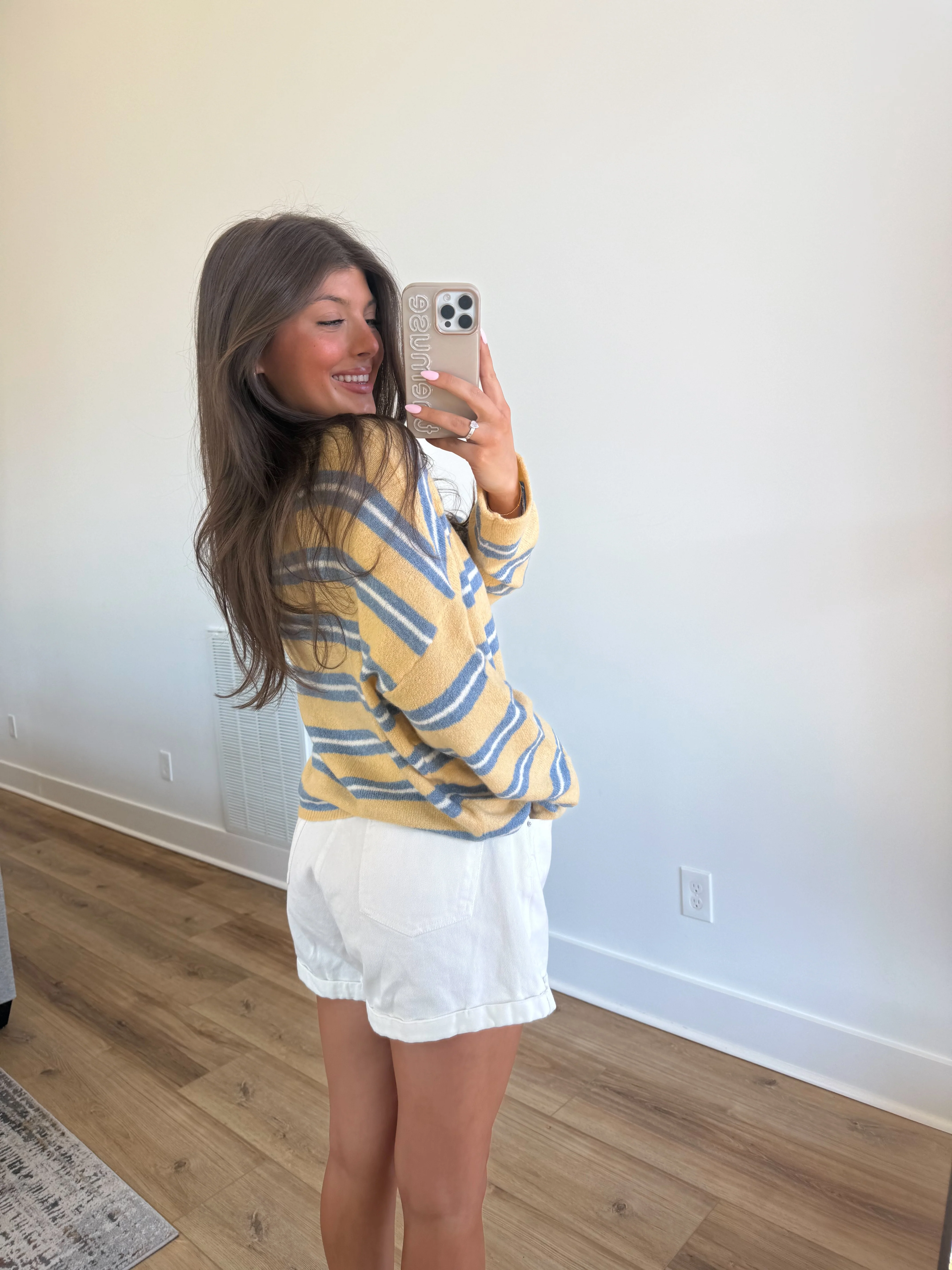 The Stripe Cardigan (Yellow/Blue/Cream) - Image 3