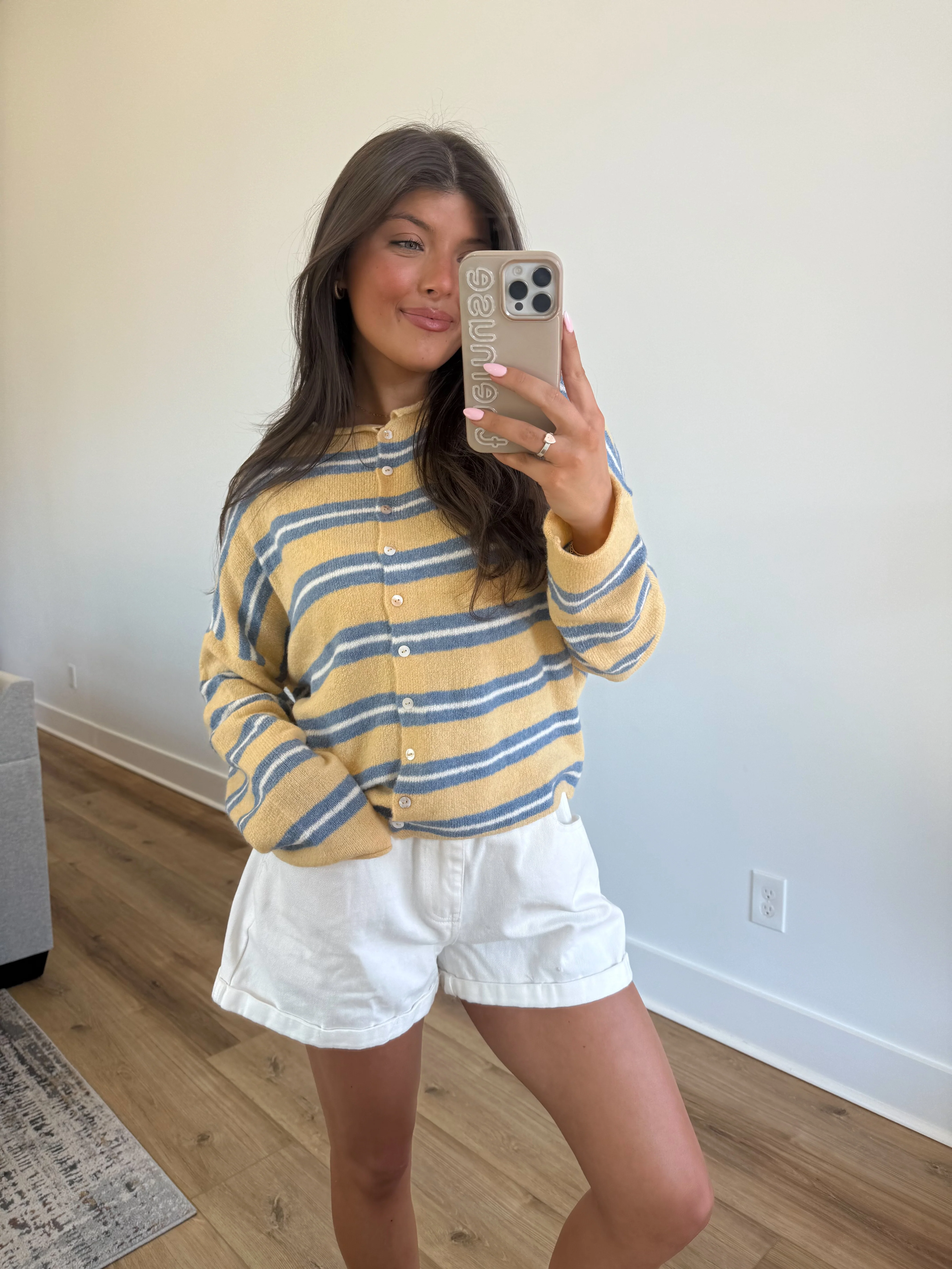 The Stripe Cardigan (Yellow/Blue/Cream) - Image 4