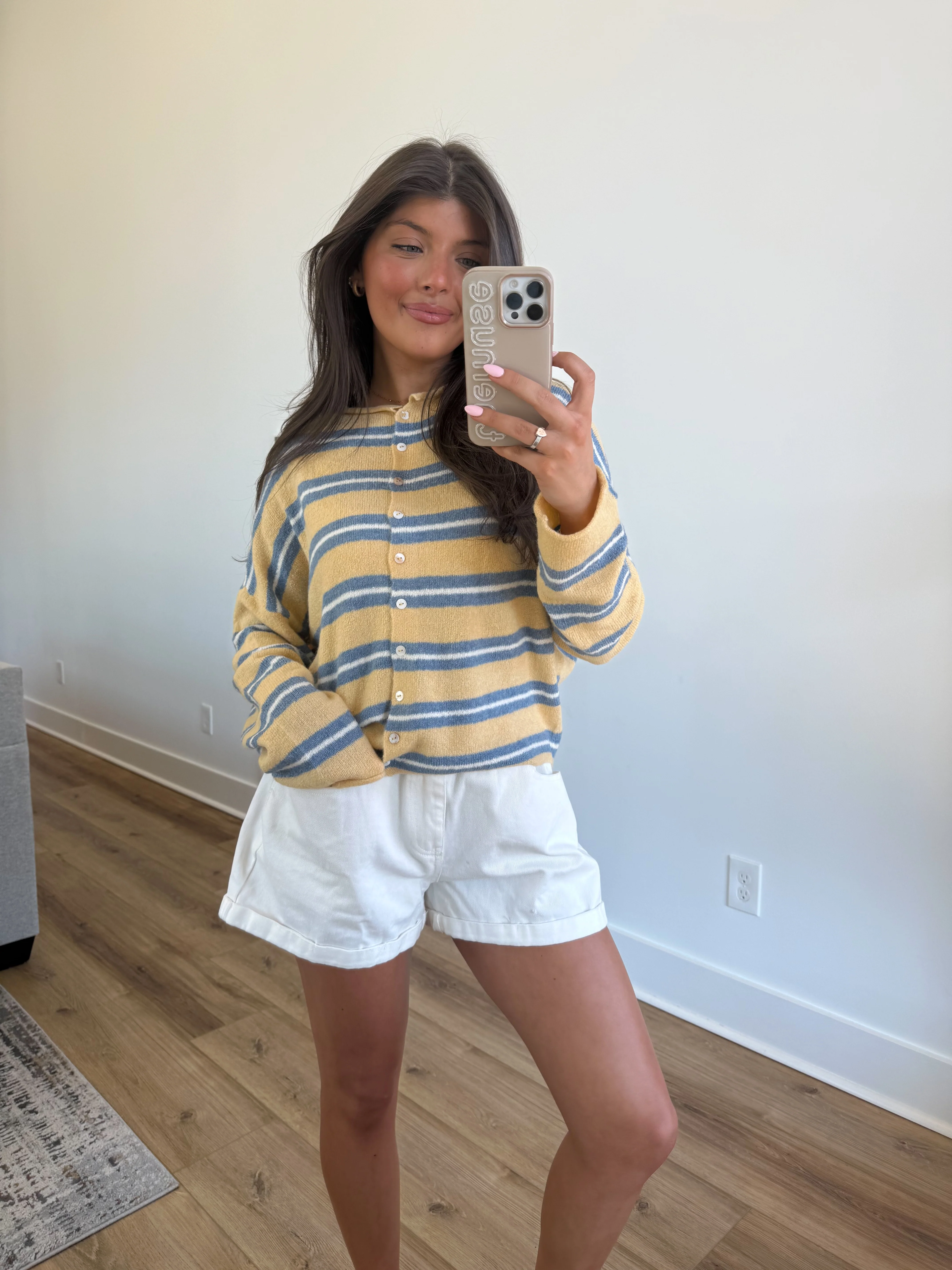The Stripe Cardigan (Yellow/Blue/Cream) - Image 5