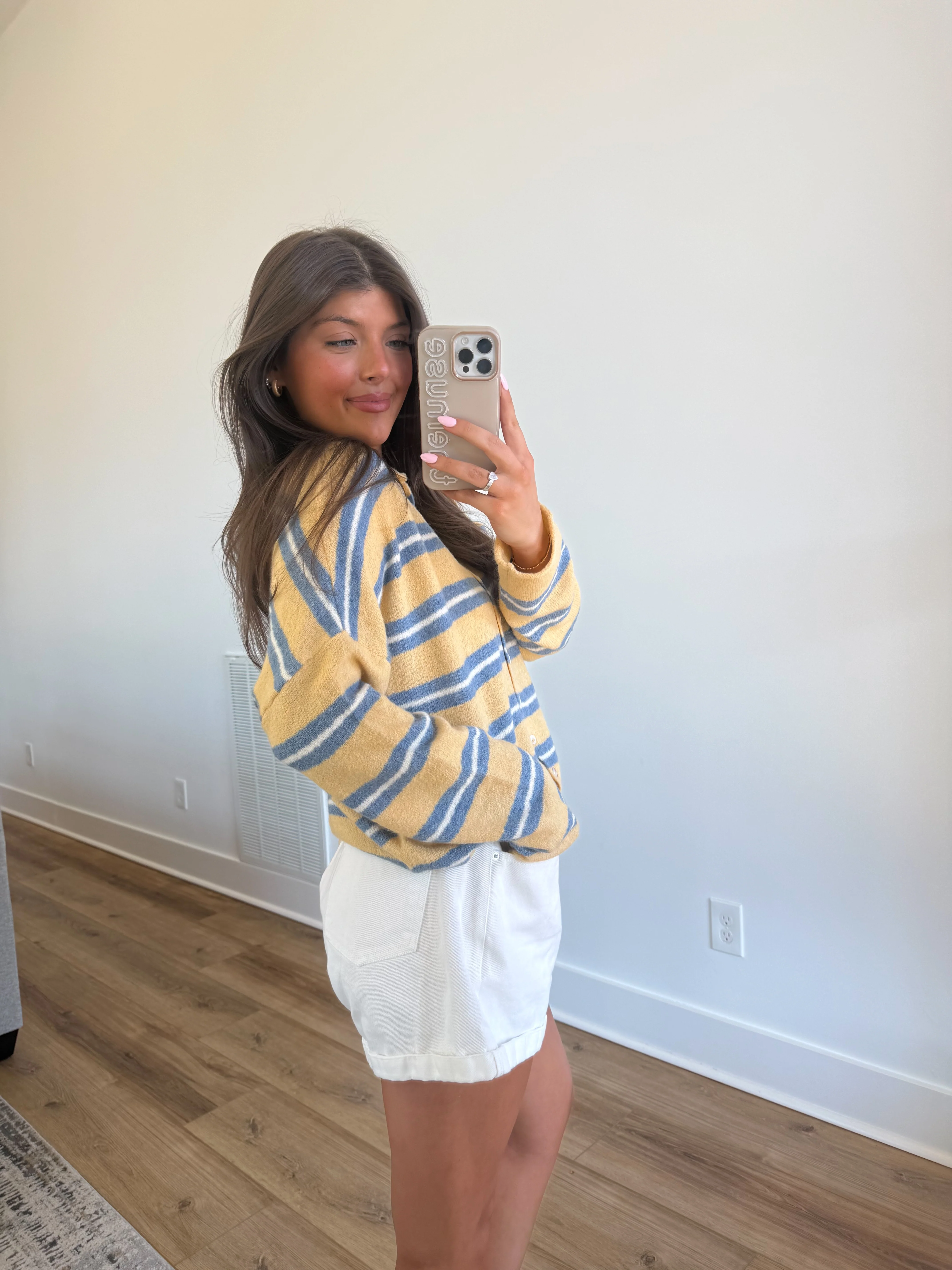 The Stripe Cardigan (Yellow/Blue/Cream) - Image 6