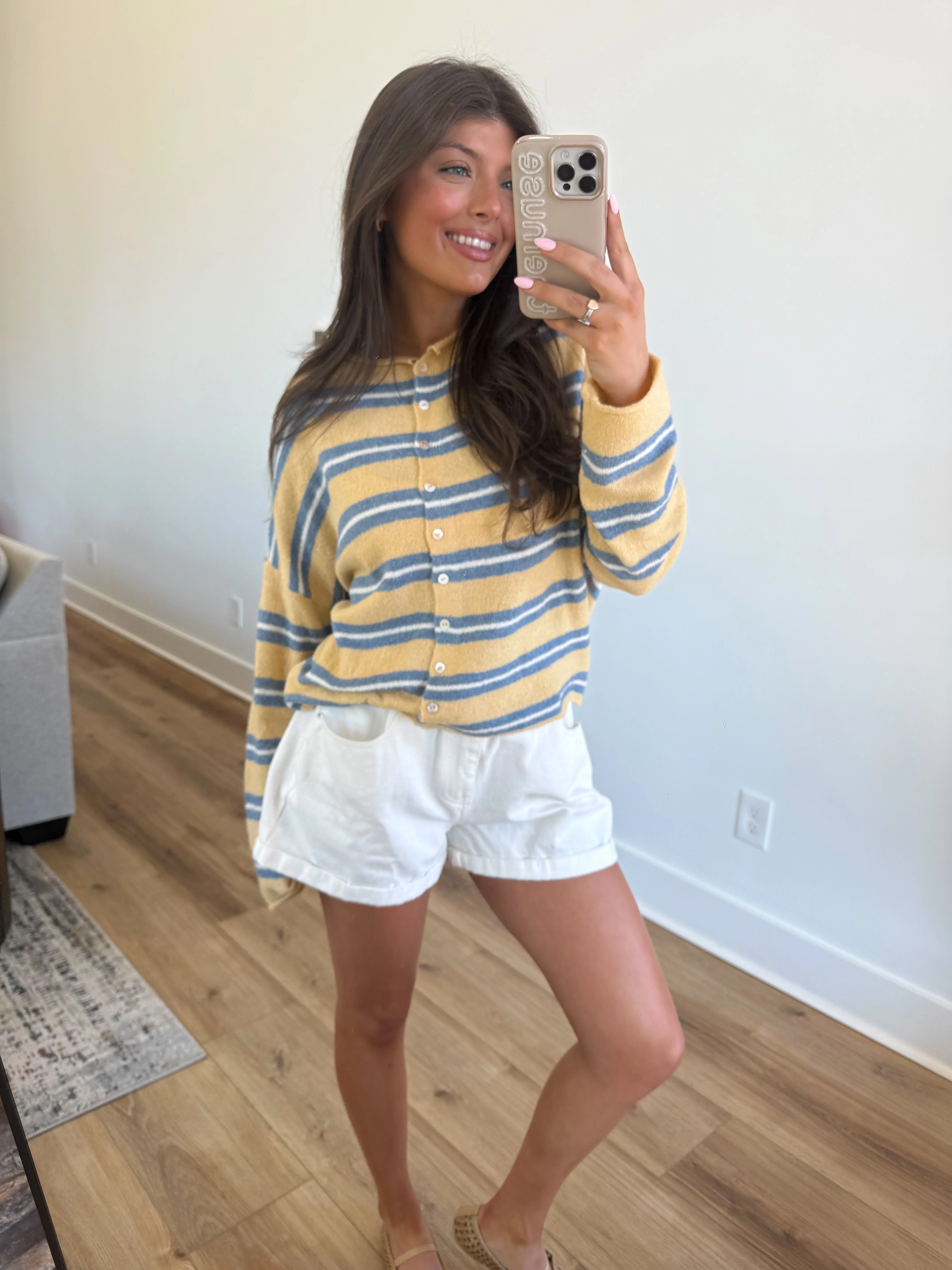 The Stripe Cardigan (Yellow/Blue/Cream) - Image 7