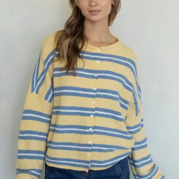 The Stripe Cardigan (Yellow/Blue/Cream) - Image 8