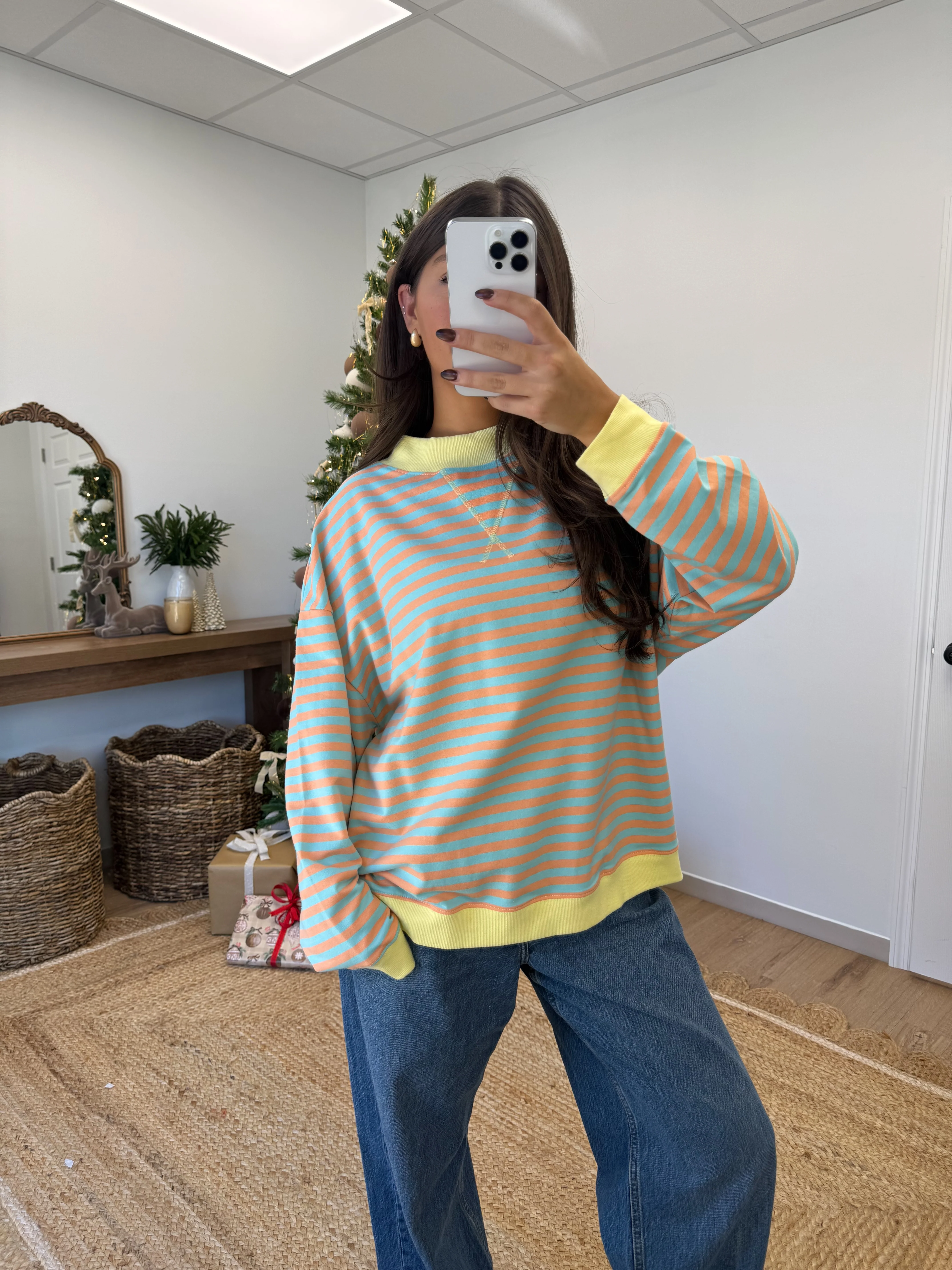 The Sugar Stripe Mockneck (Orange/Blue) - Image 2