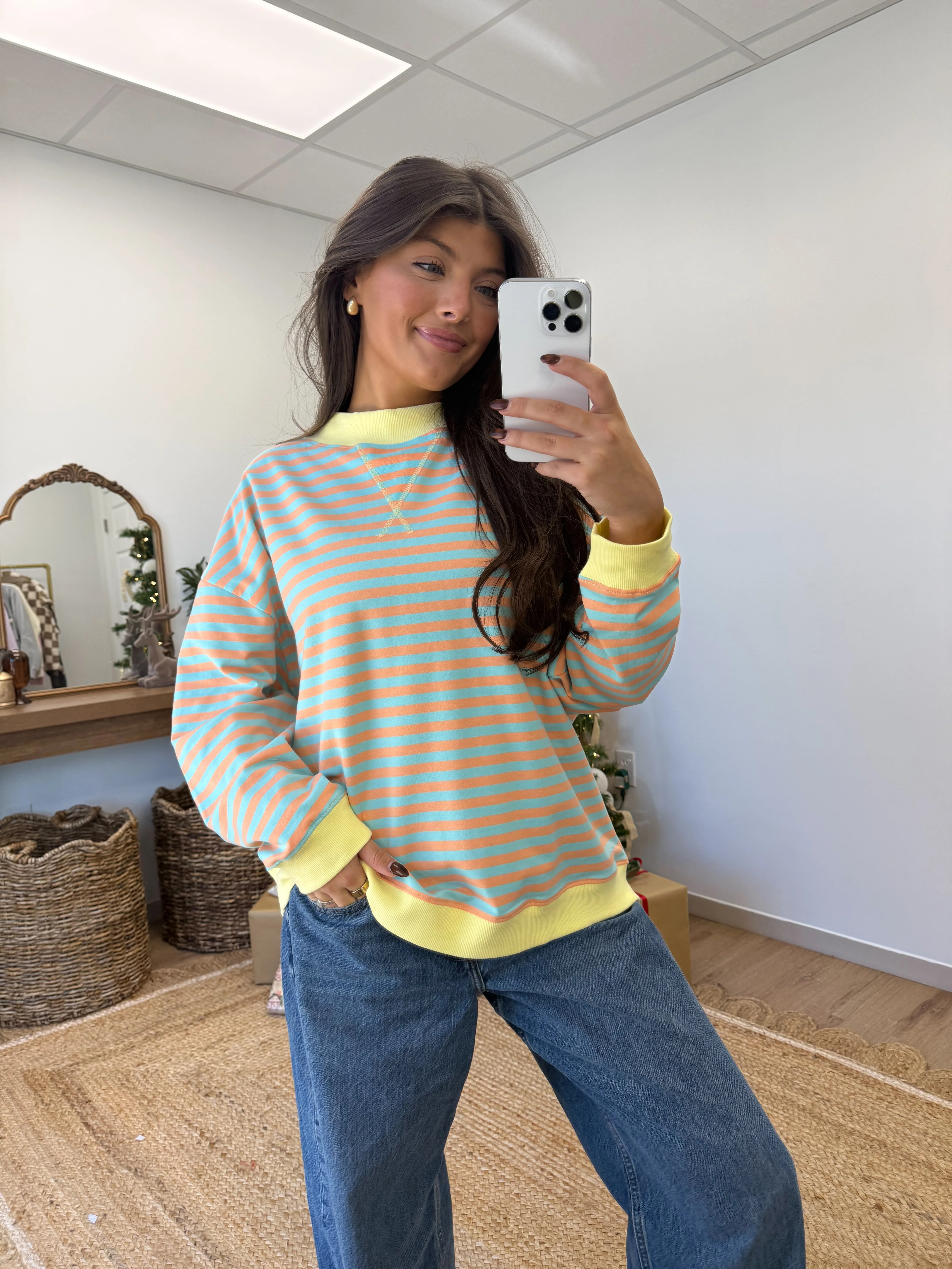 The Sugar Stripe Mockneck (Orange/Blue) - Image 4