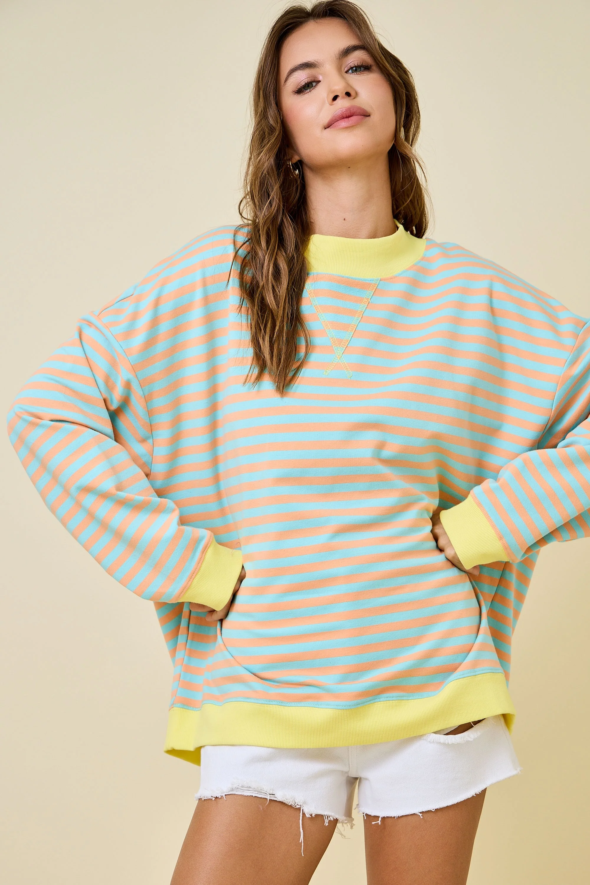 The Sugar Stripe Mockneck (Orange/Blue) - Image 6