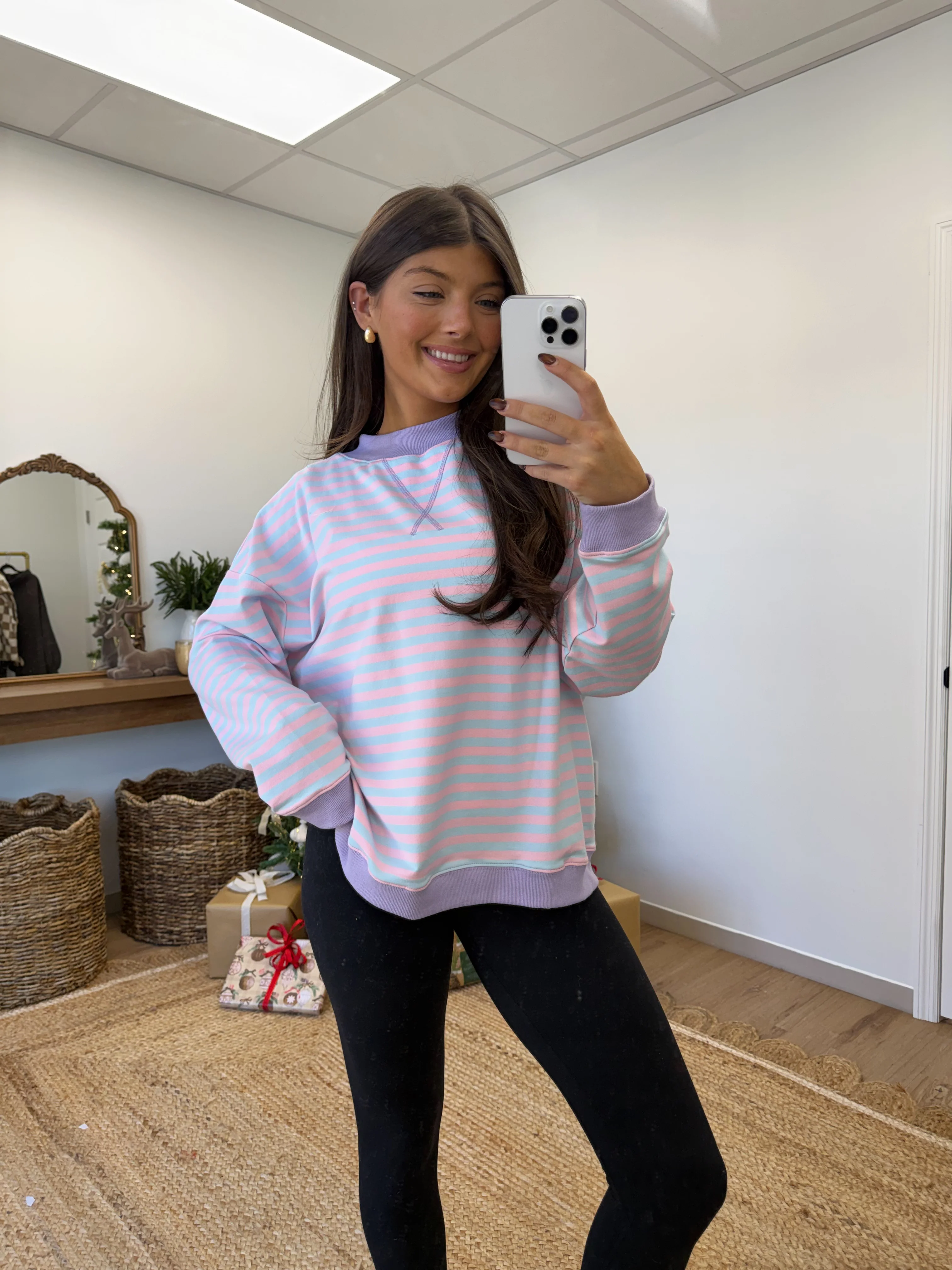 The Sugar Stripe Mockneck (Pink/Blue)