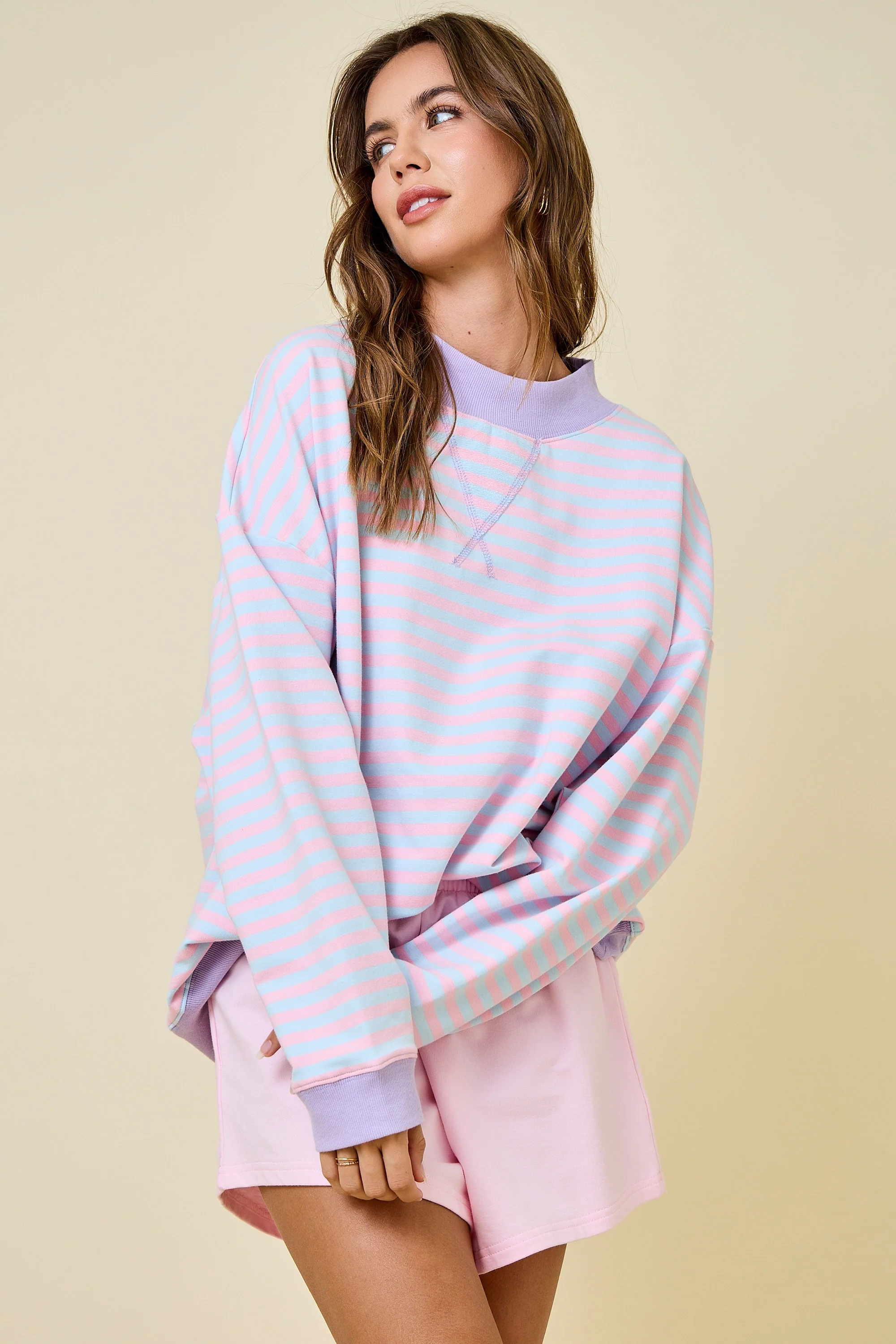 The Sugar Stripe Mockneck (Pink/Blue) - Image 3